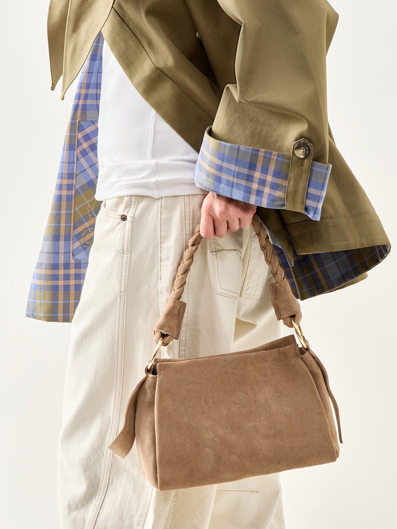Monnios Suede Bag Beige