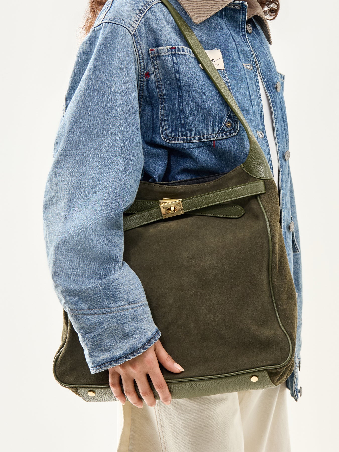 Claude Suede Match Bag Green