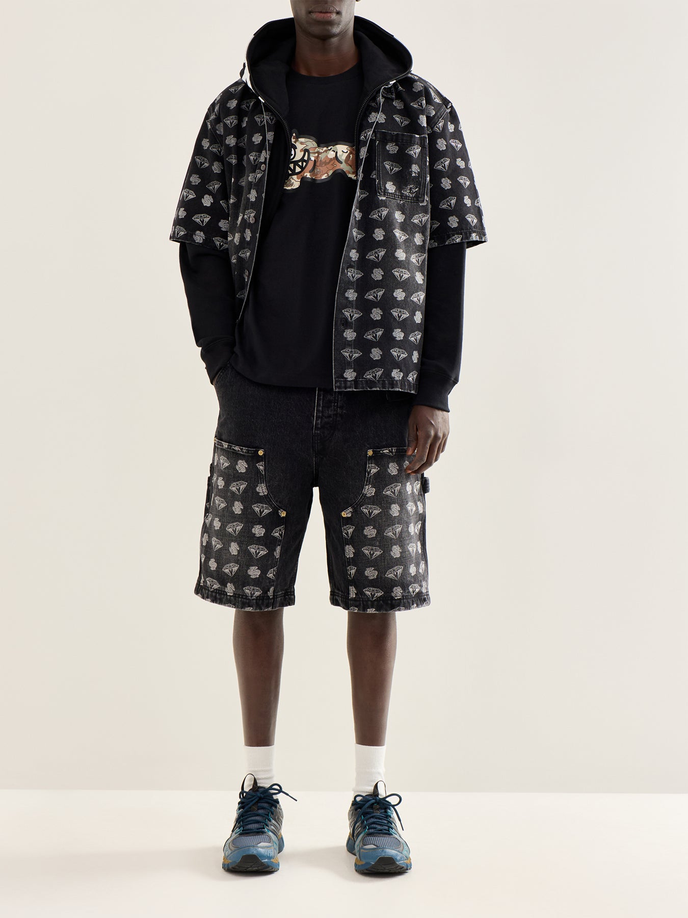 Diamonds & Dollars Oversized Ss Denim Shirt