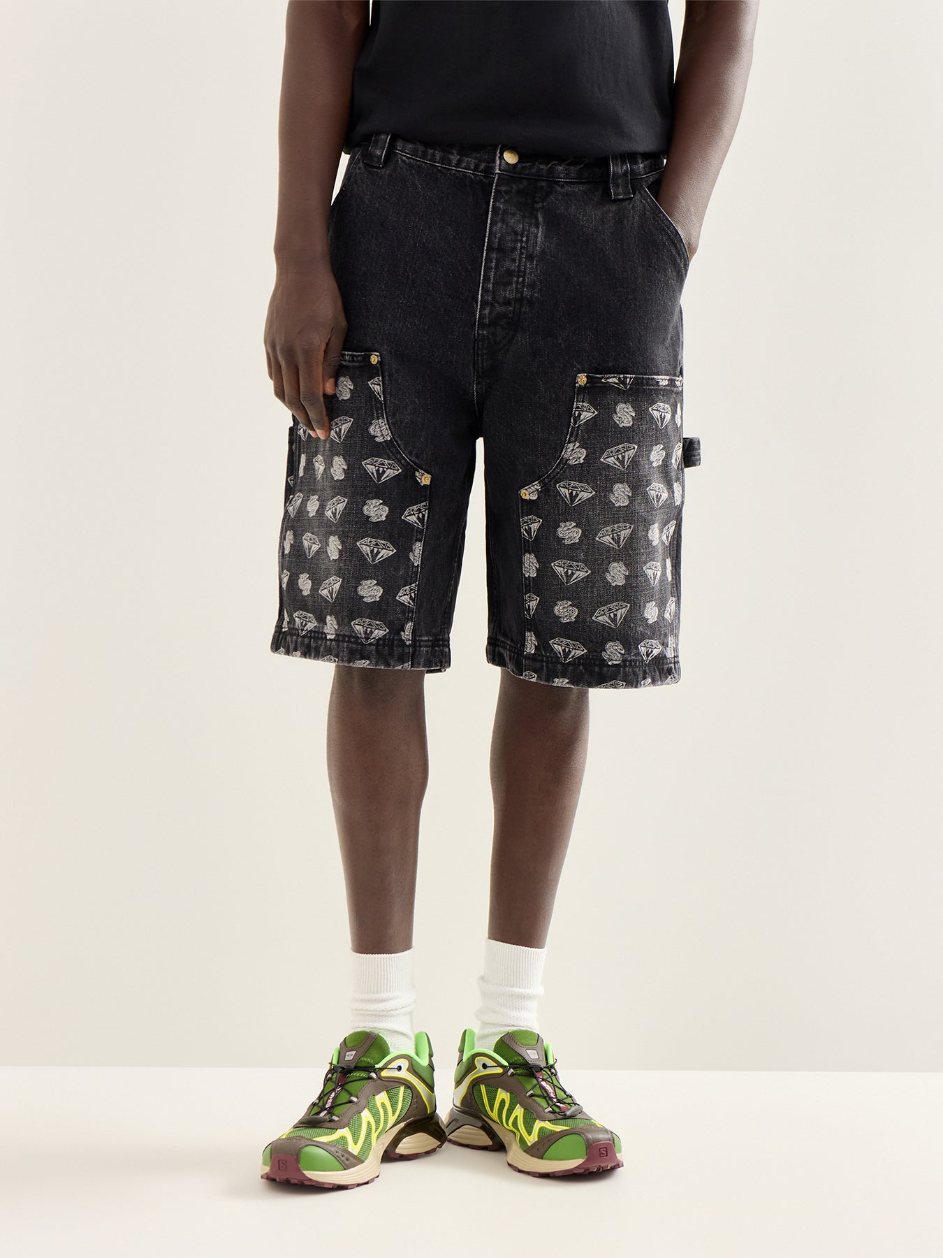 Diamonds & Dollars Denim Carpenter Shorts