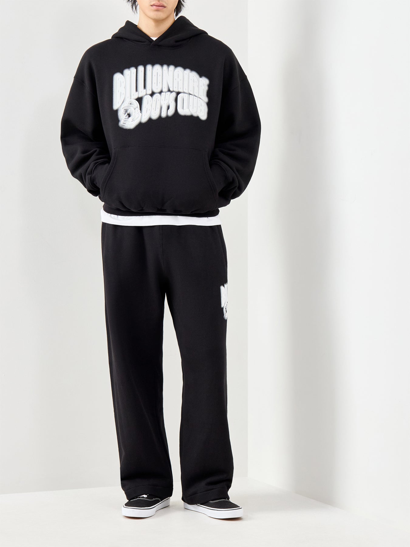 Distorted Arch Logo Oversized Hoodie Black