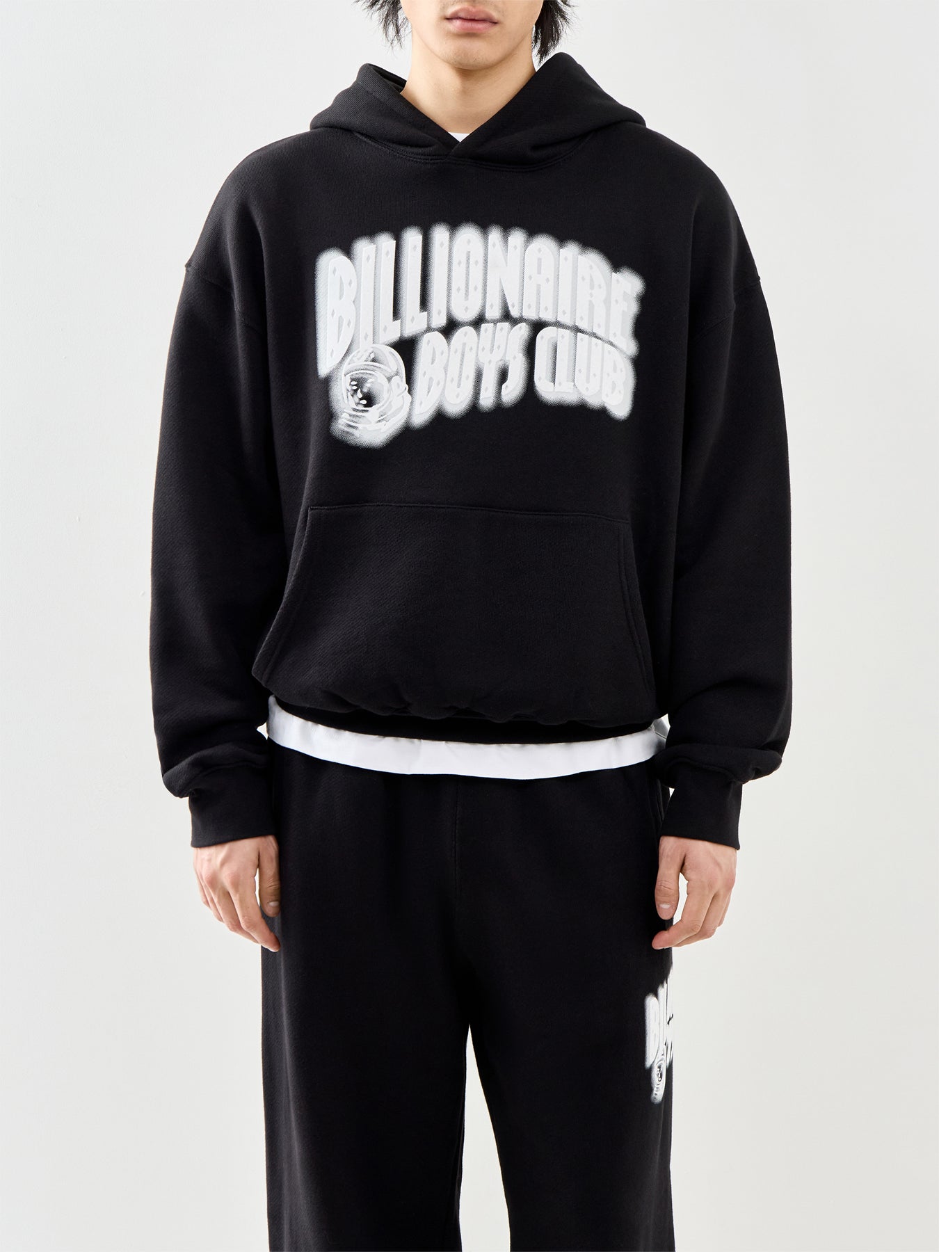 Distorted Arch Logo Oversized Hoodie Black