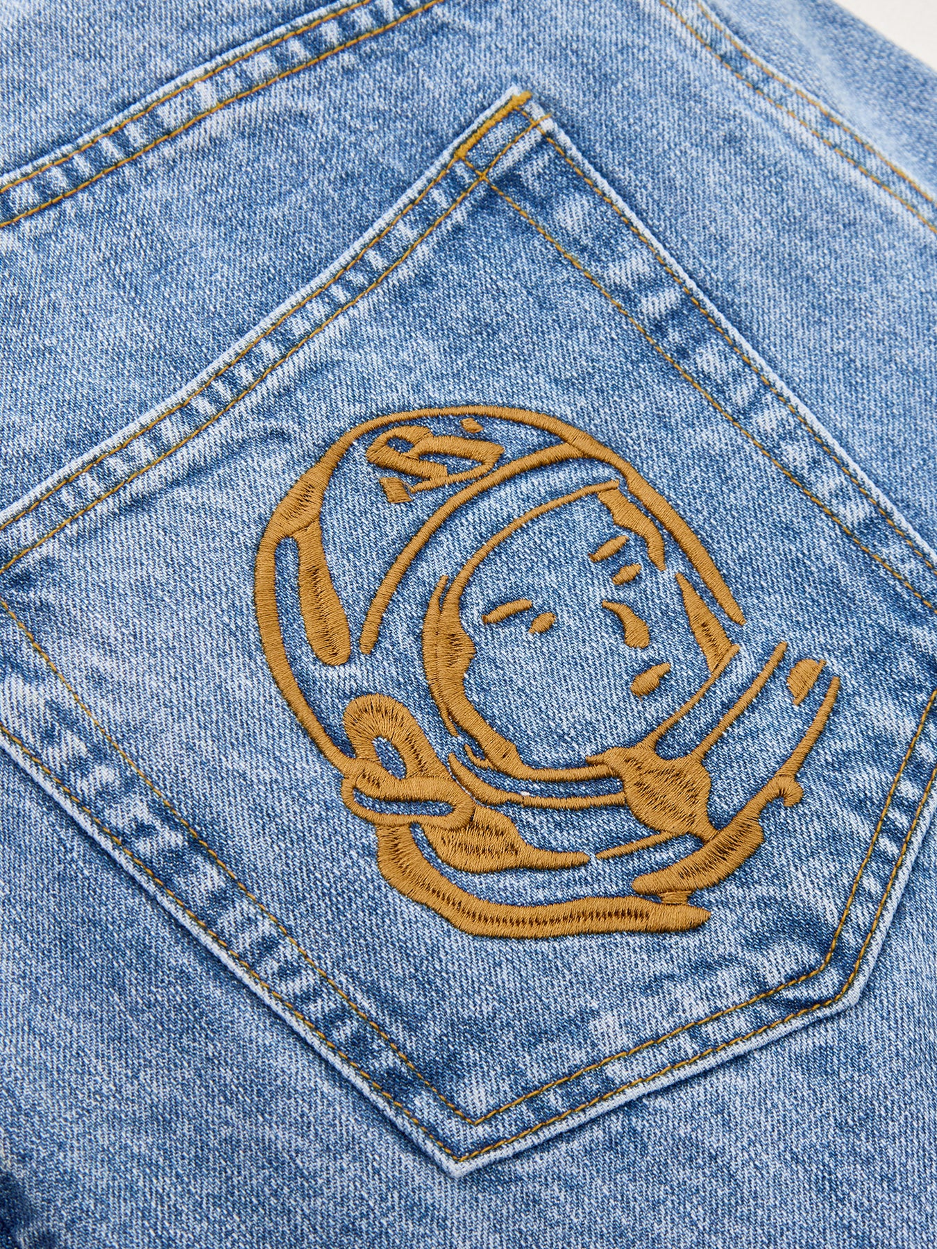 Faded Arch Logo Denim Shorts Blue