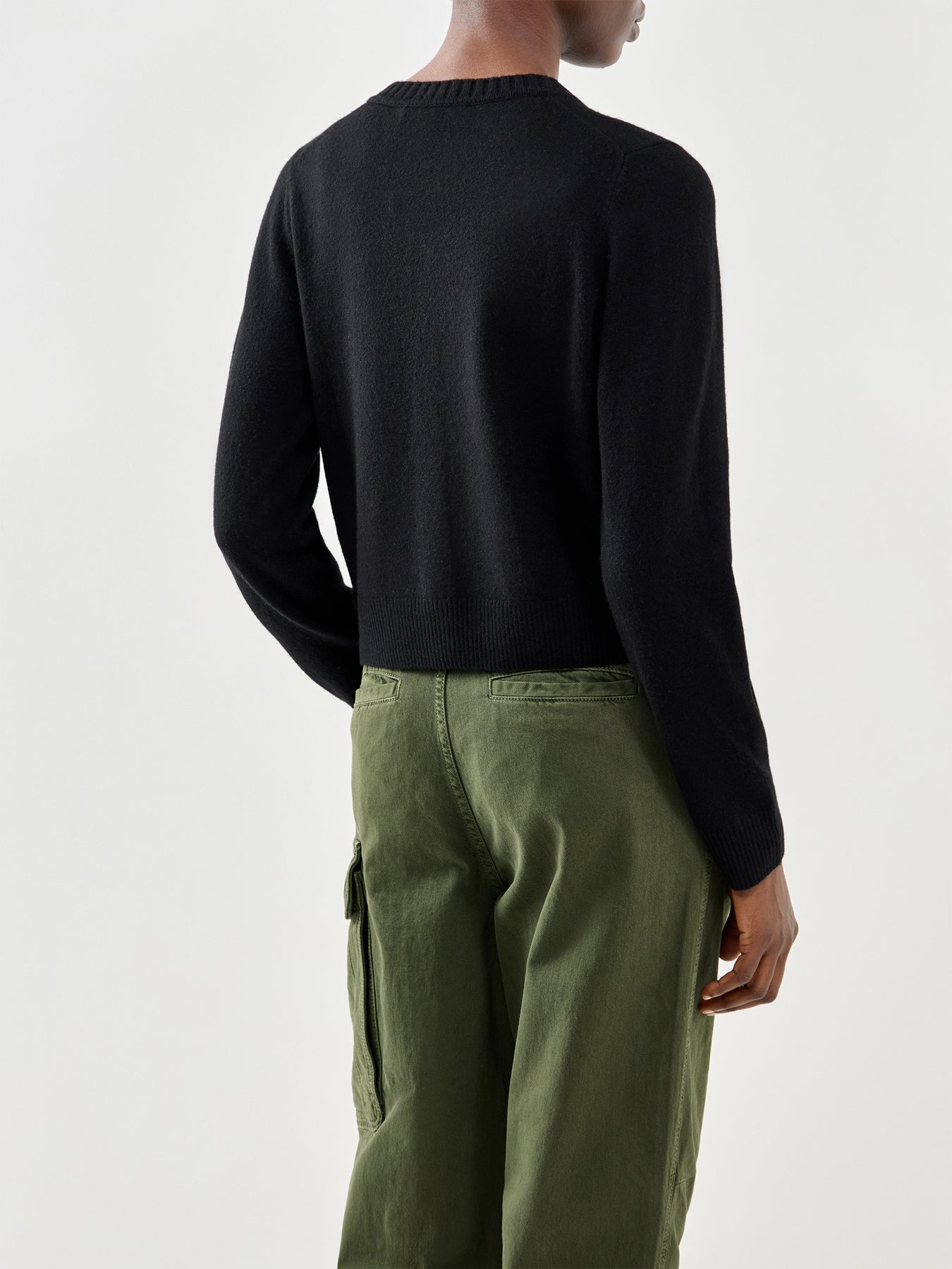 Crew Neck Cardigan Black