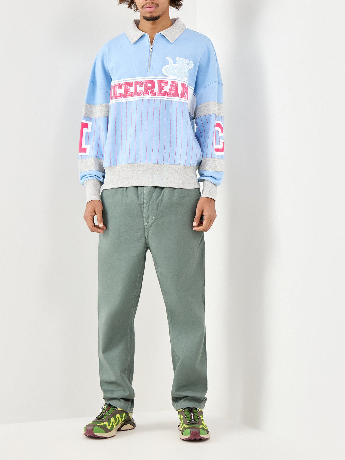 Ic Cubs Collared Quarter Zip Sweatshirt Blue
