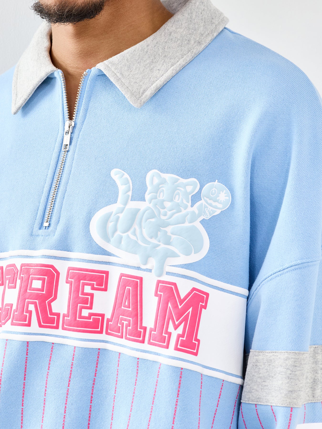 Ic Cubs Collared Quarter Zip Sweatshirt Blue