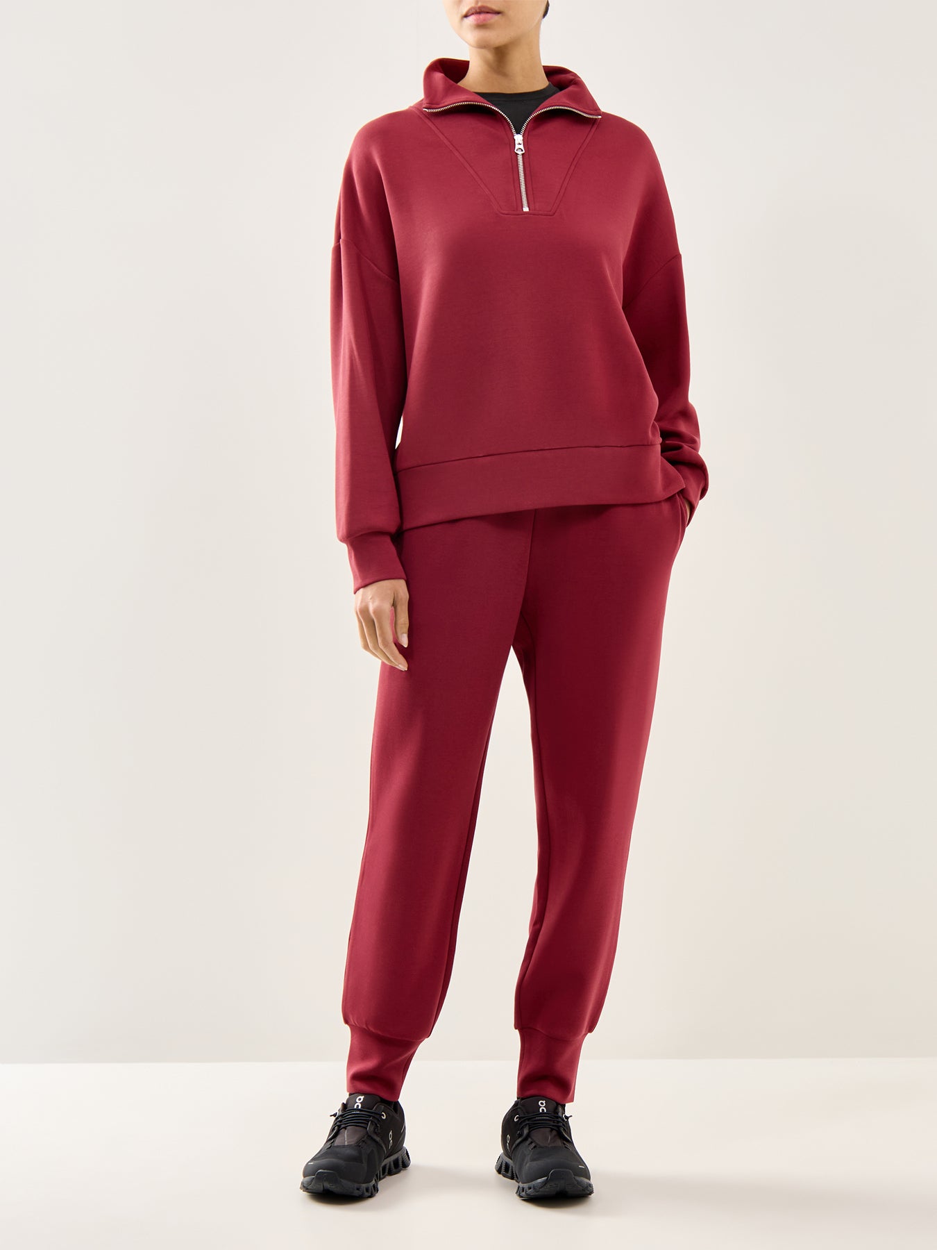 Hawley Half Zip Sweat New Maroon