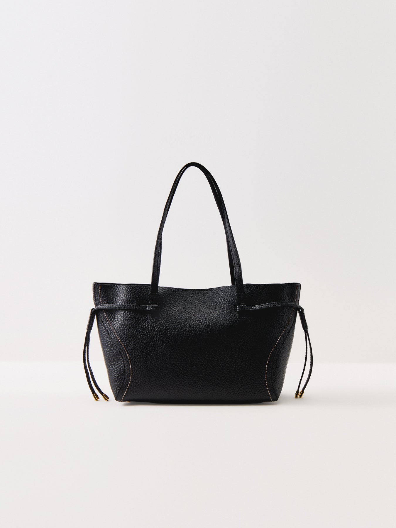 Violette Structured Leather Tote Bag Black