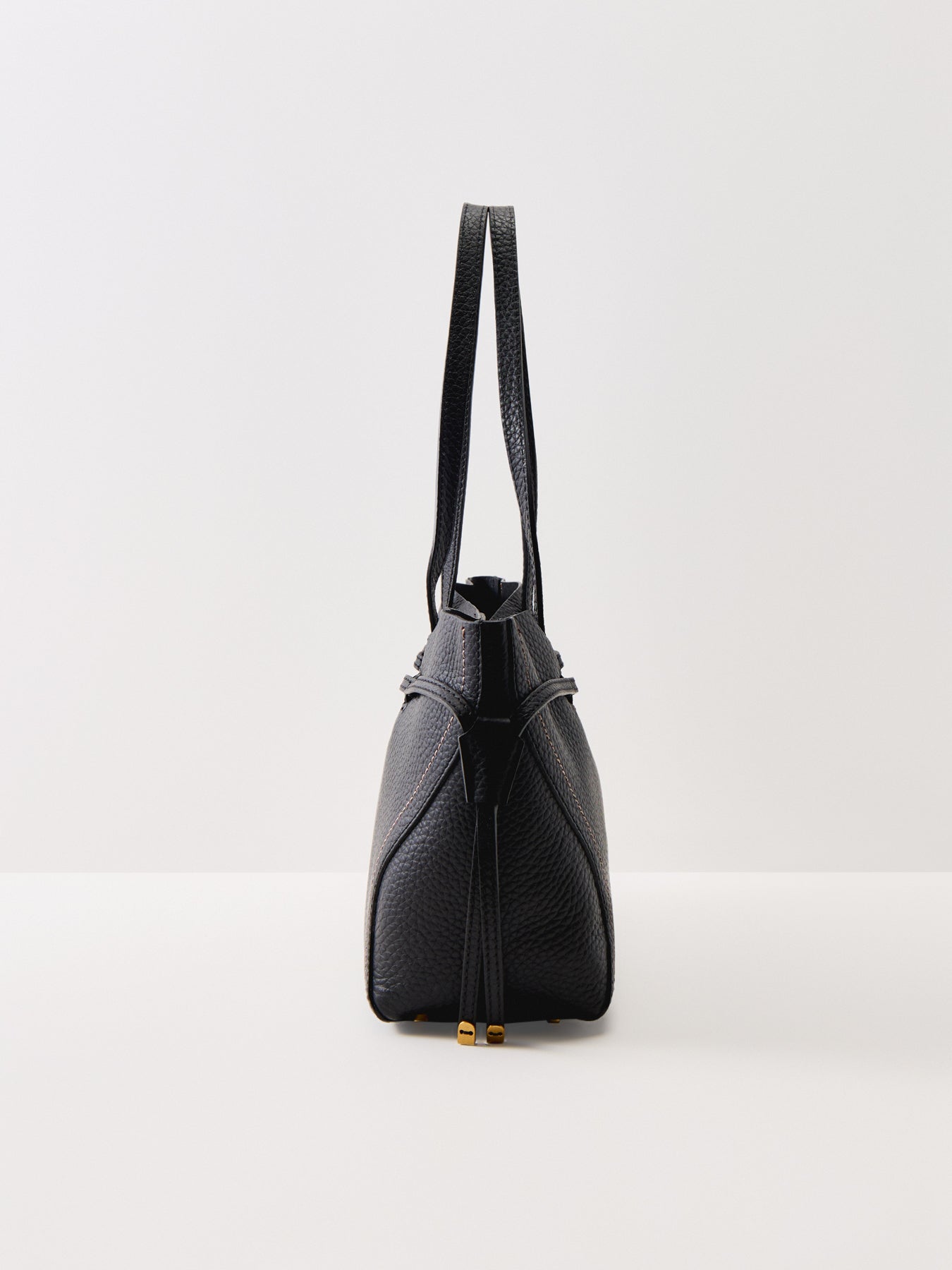 Violette Structured Leather Tote Bag Black