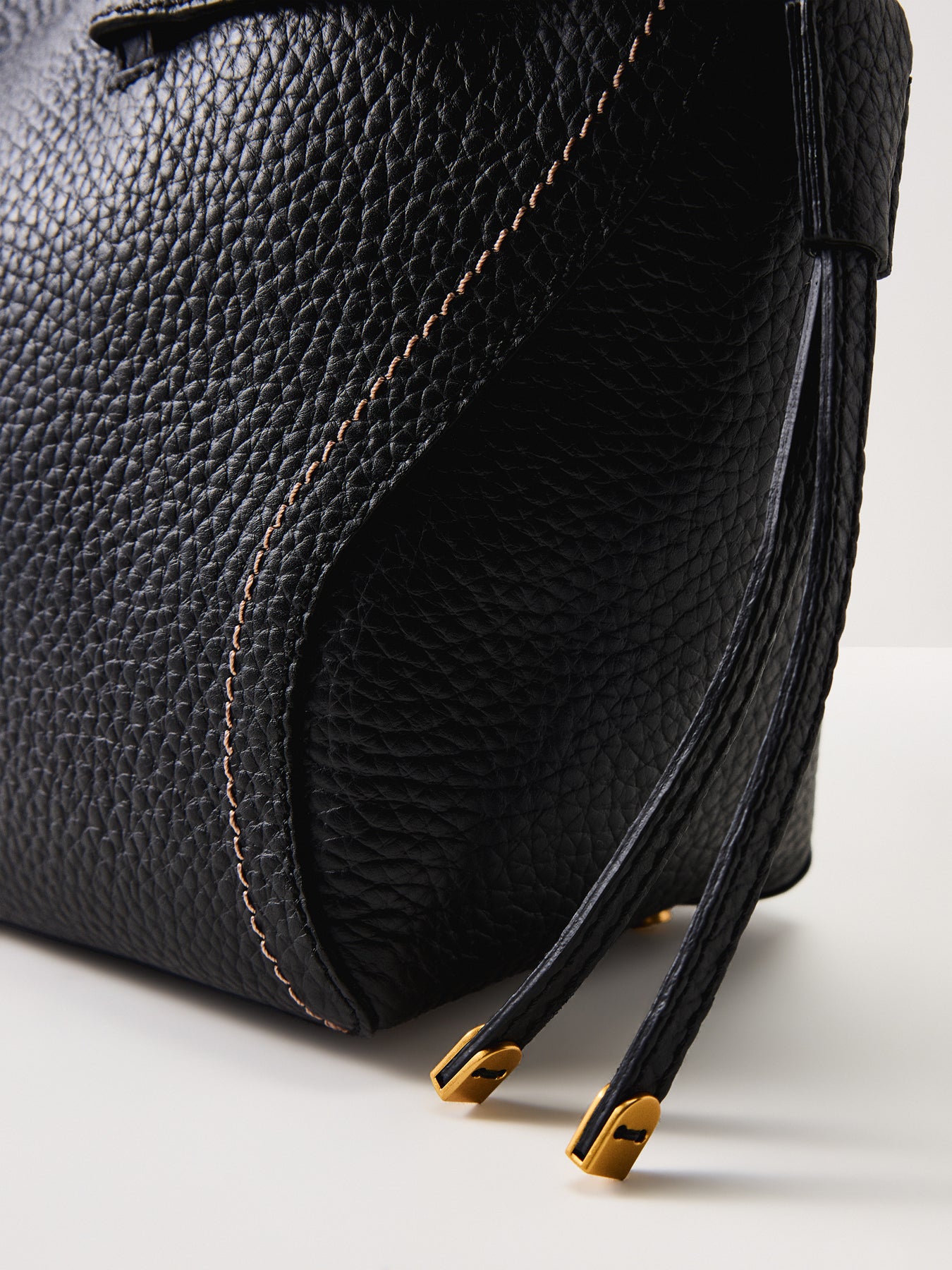 Violette Structured Leather Tote Bag Black