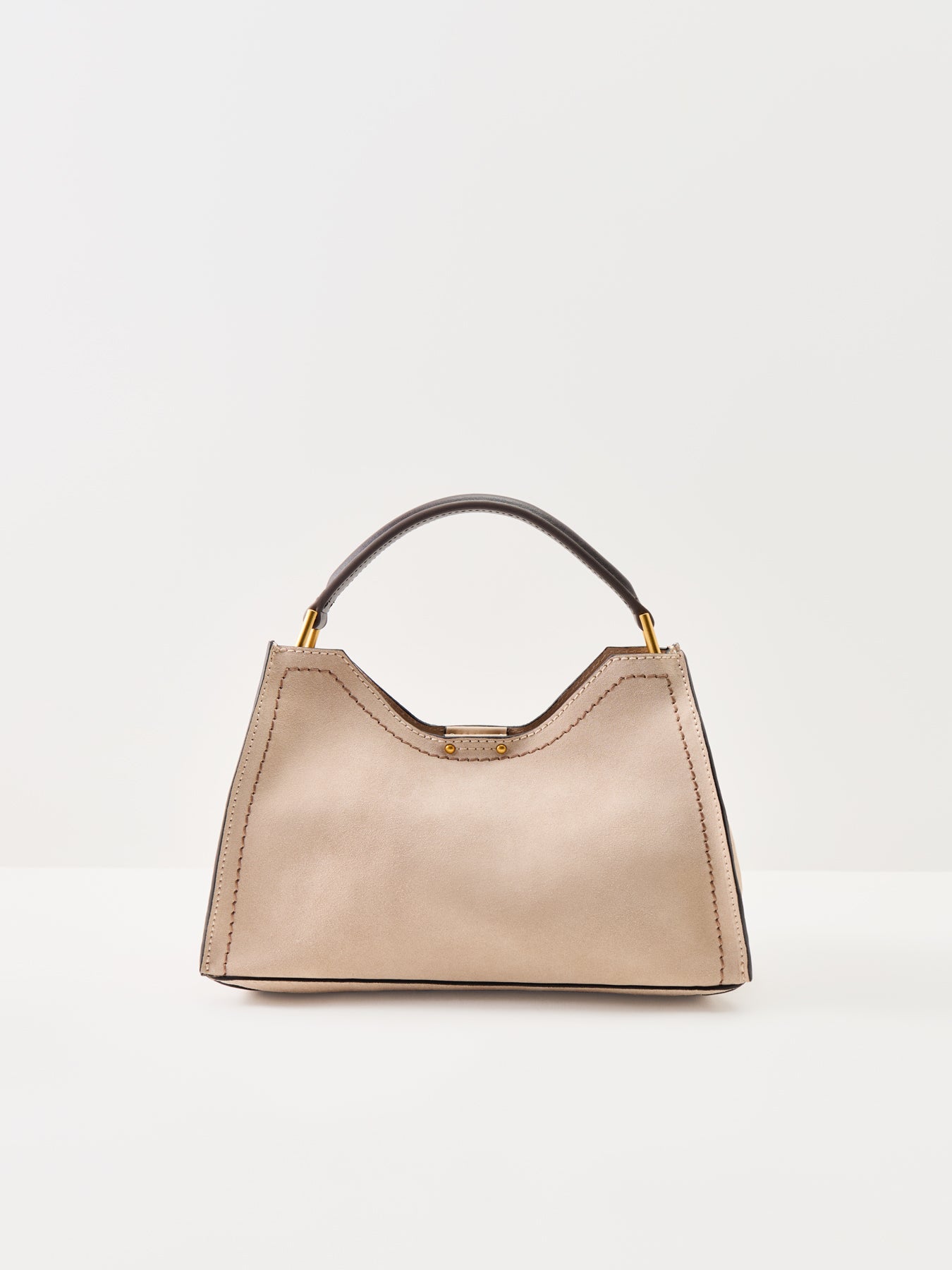 Aurora Medium Top Handle Leather Tote Beige