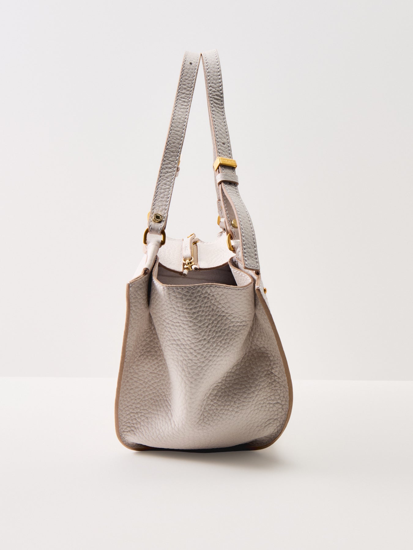 Bloom Structured Leather Tote Bag Beige