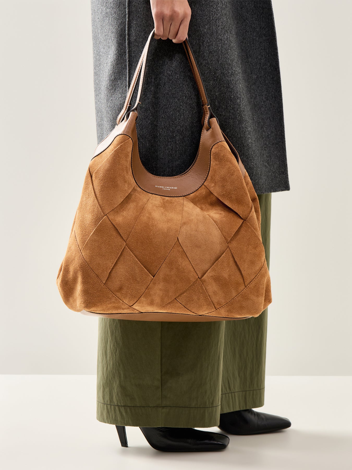 Dua Suede Large Shoulder Tote Tan