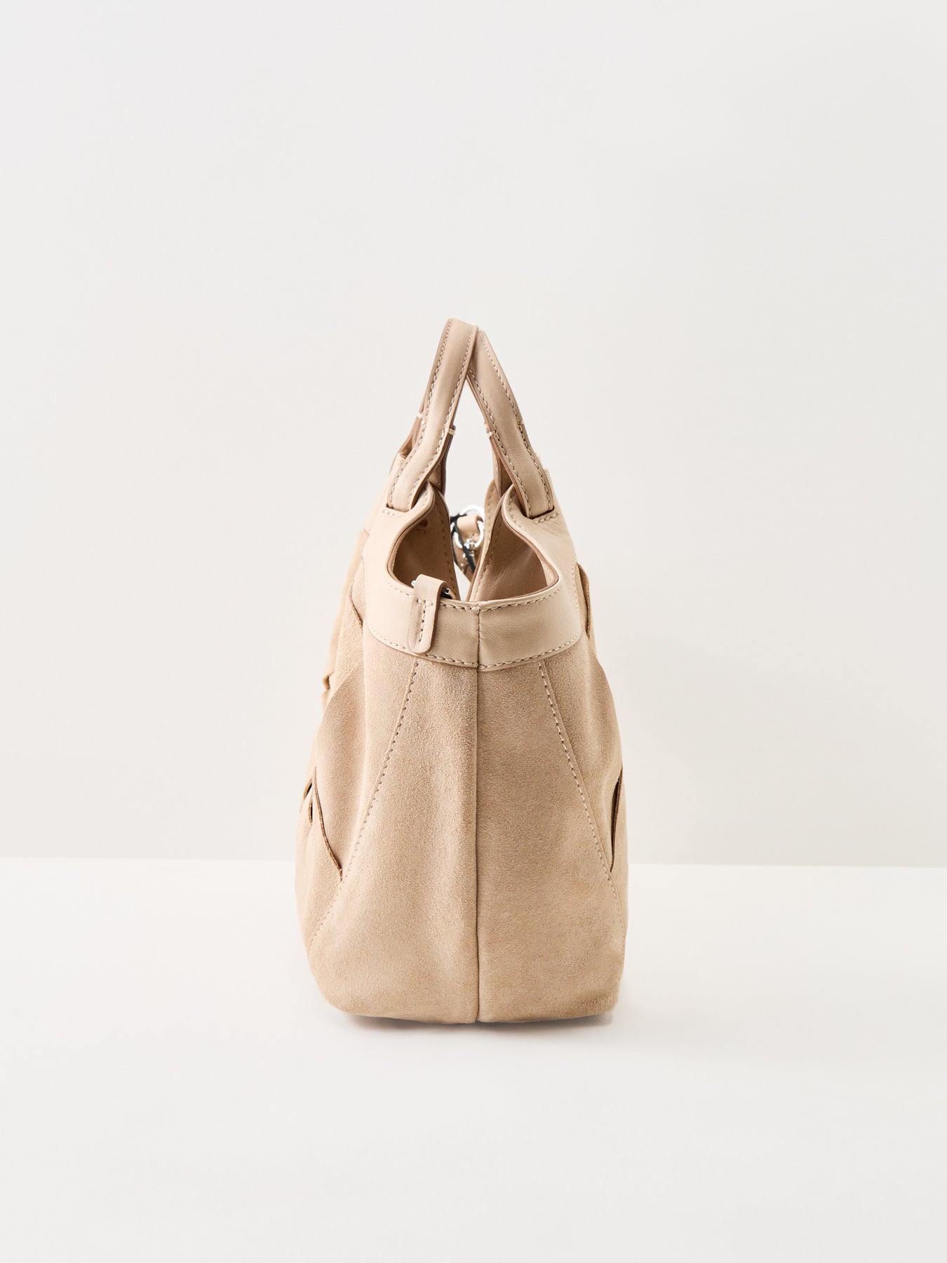 Dua Suede Medium Shoulder Tote Beige