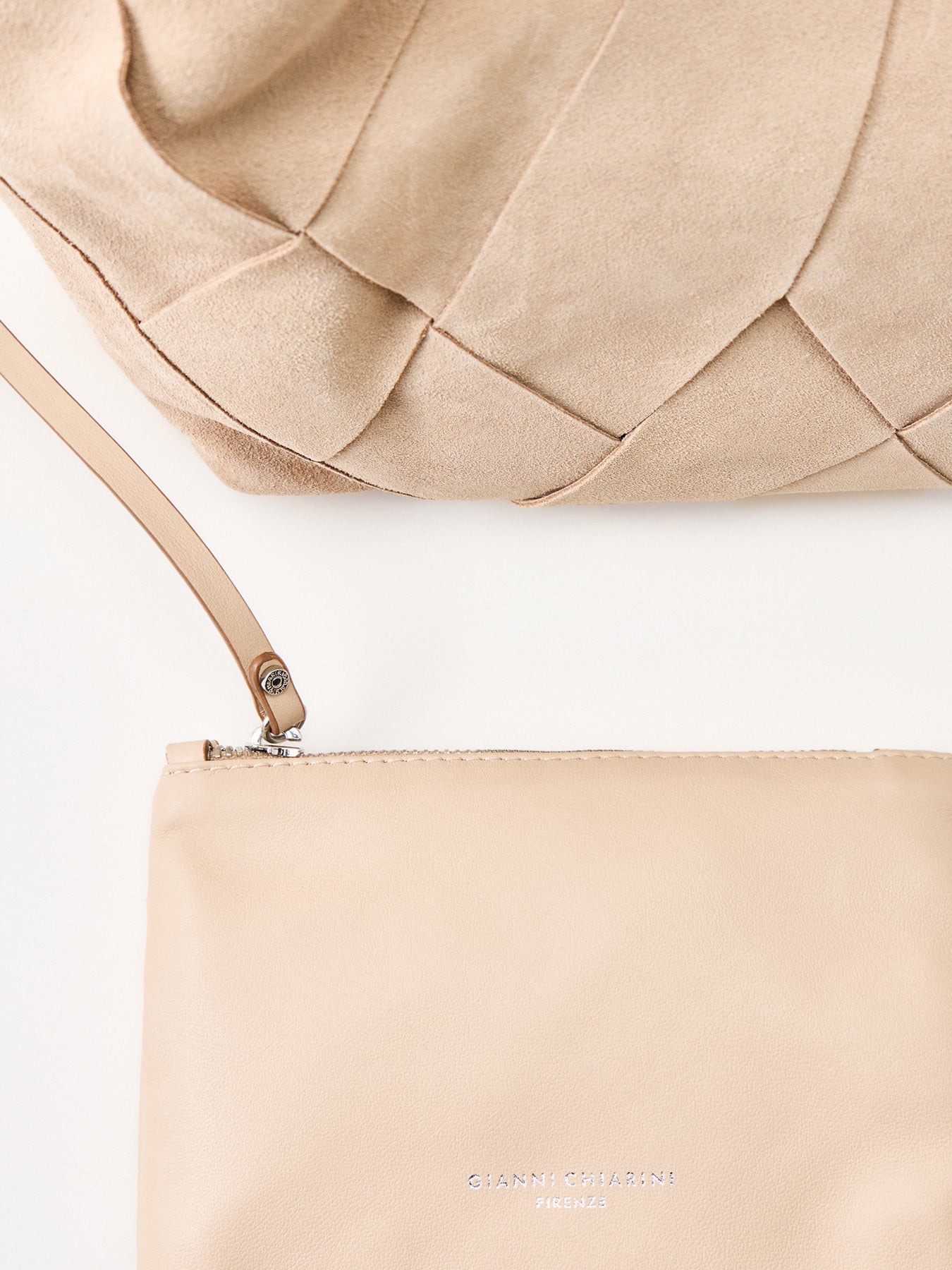 Dua Suede Medium Shoulder Tote Beige
