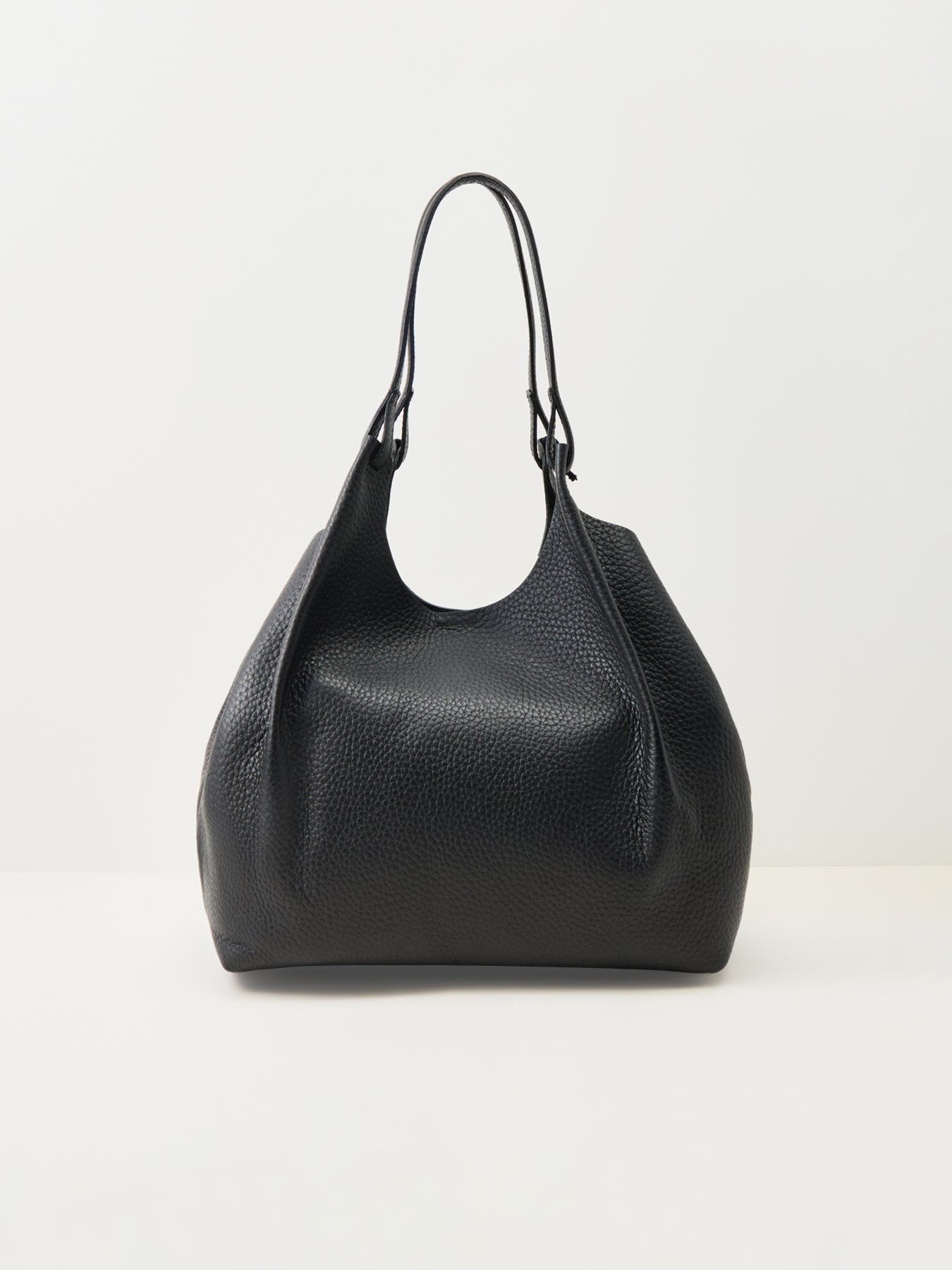 Dua Large Leather Shoulder Tote Black