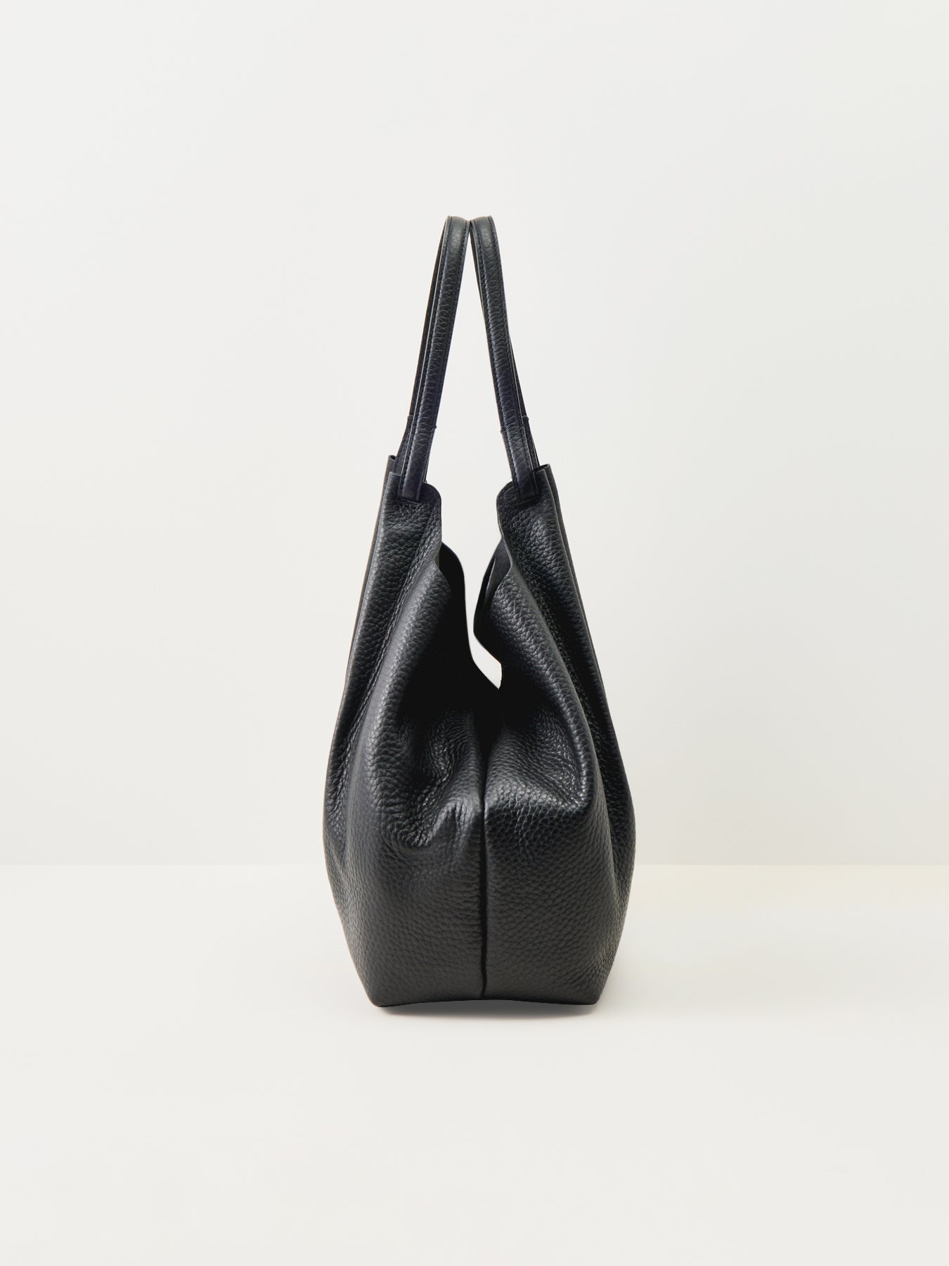 Dua Large Leather Shoulder Tote Black