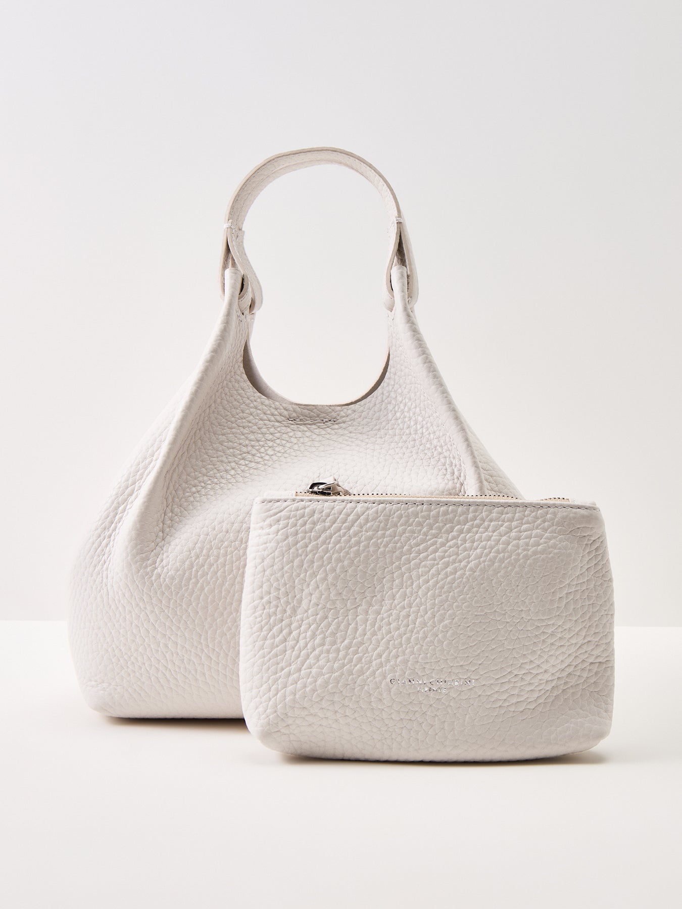 Dua Medium Leather Crossbody Bag White