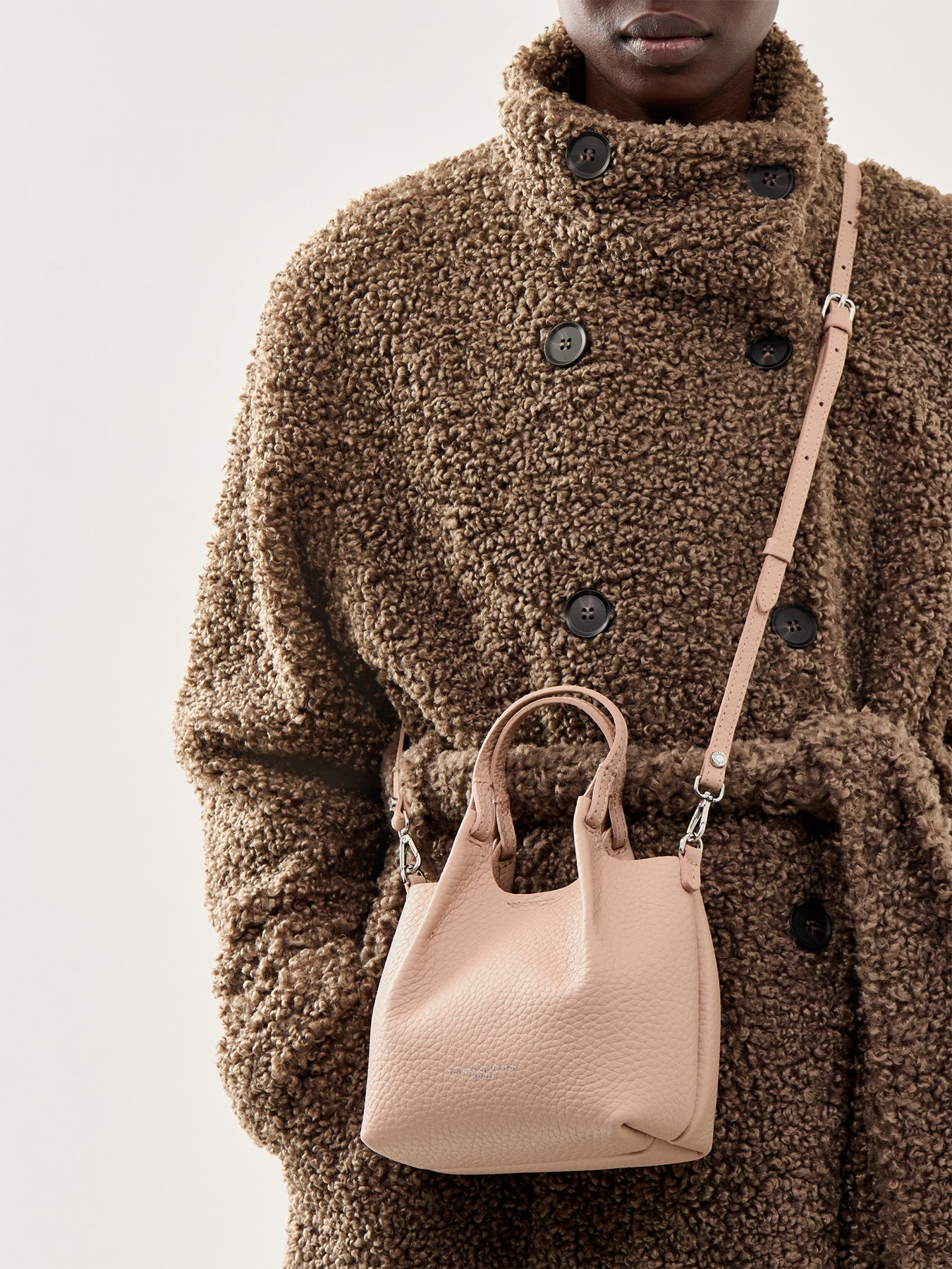 Dua Small Leather Crossbody Bag Pink Salt