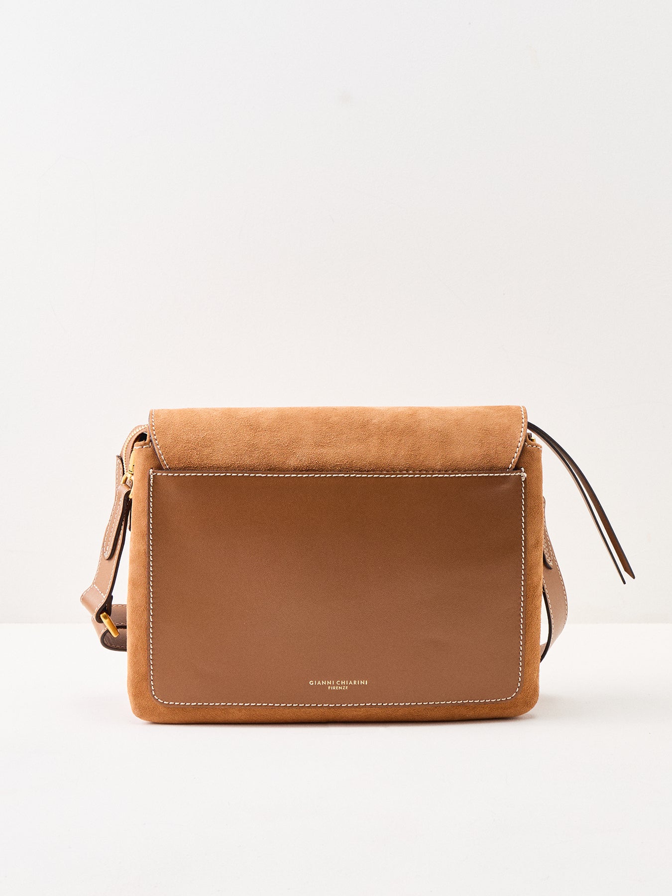 Three Large Suede Crossbody Bag Tan