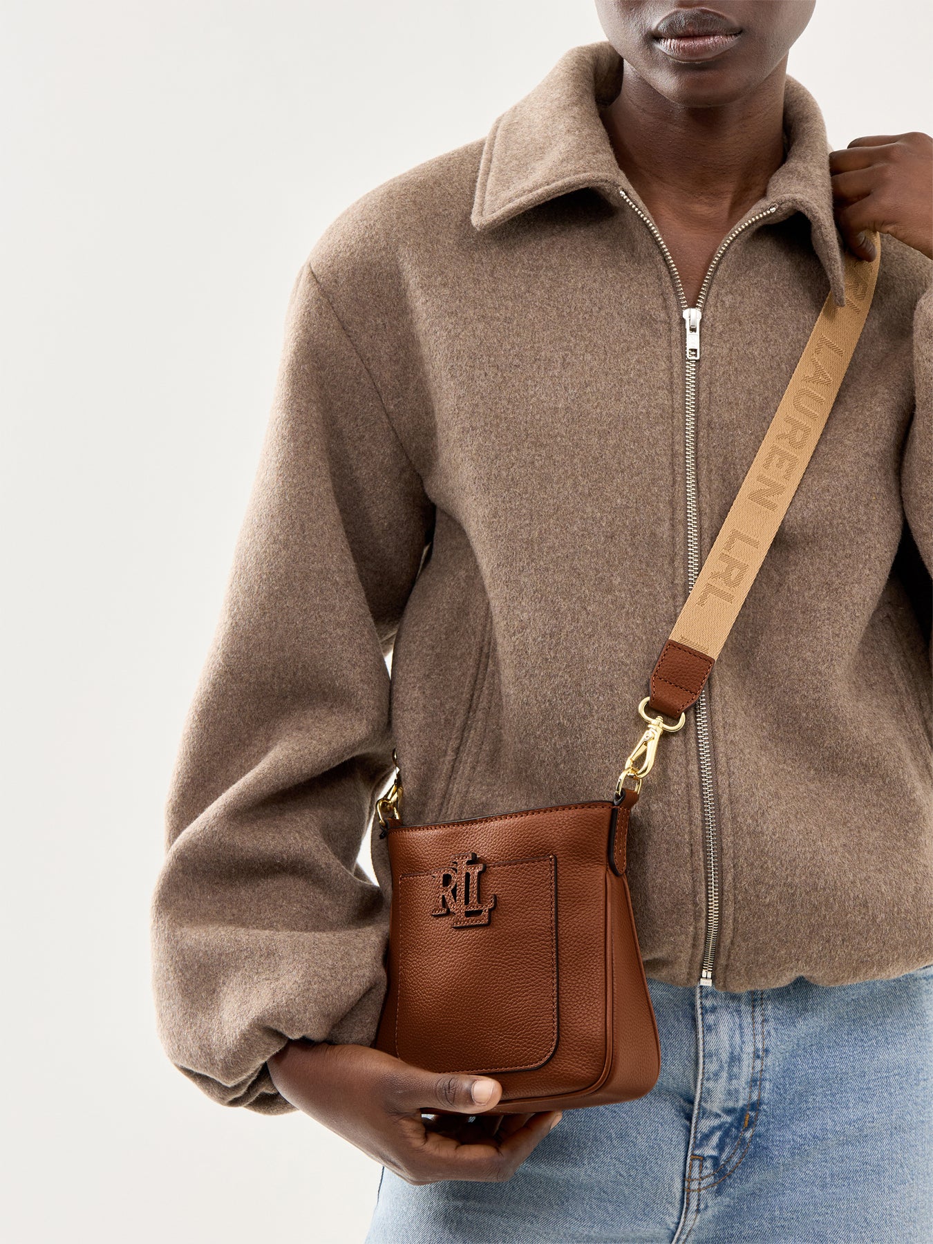 Cameryn Small Leather Crossbody Bag Tan