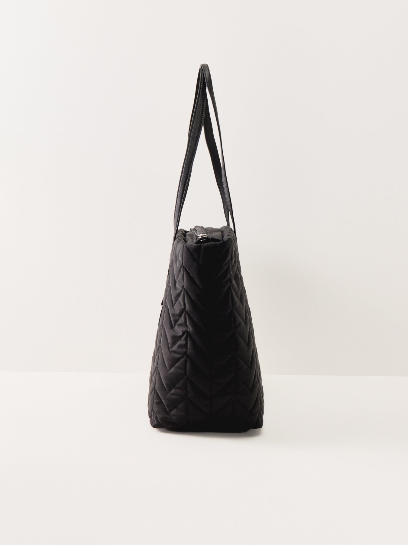 Stevie Quilted Top Zip Tote Black