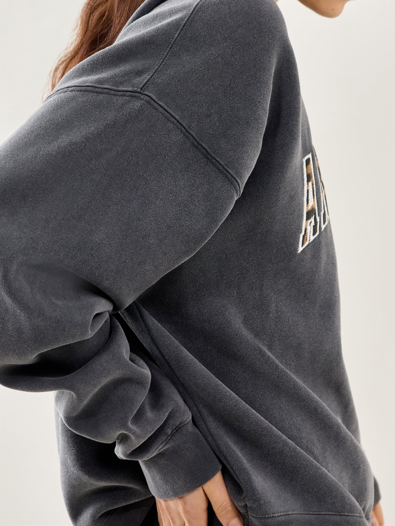 Miles Logo Leopard Print Cotton Sweatshirt Black