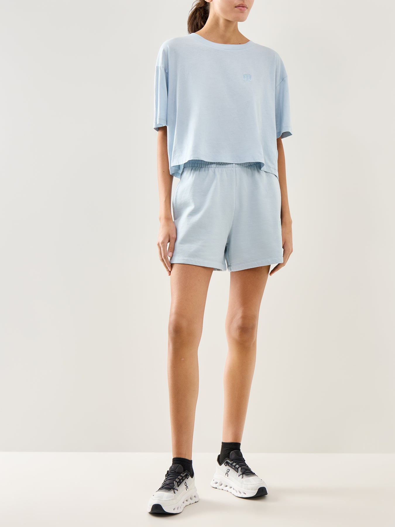 Monogram Cropped Jersey Tee Blue