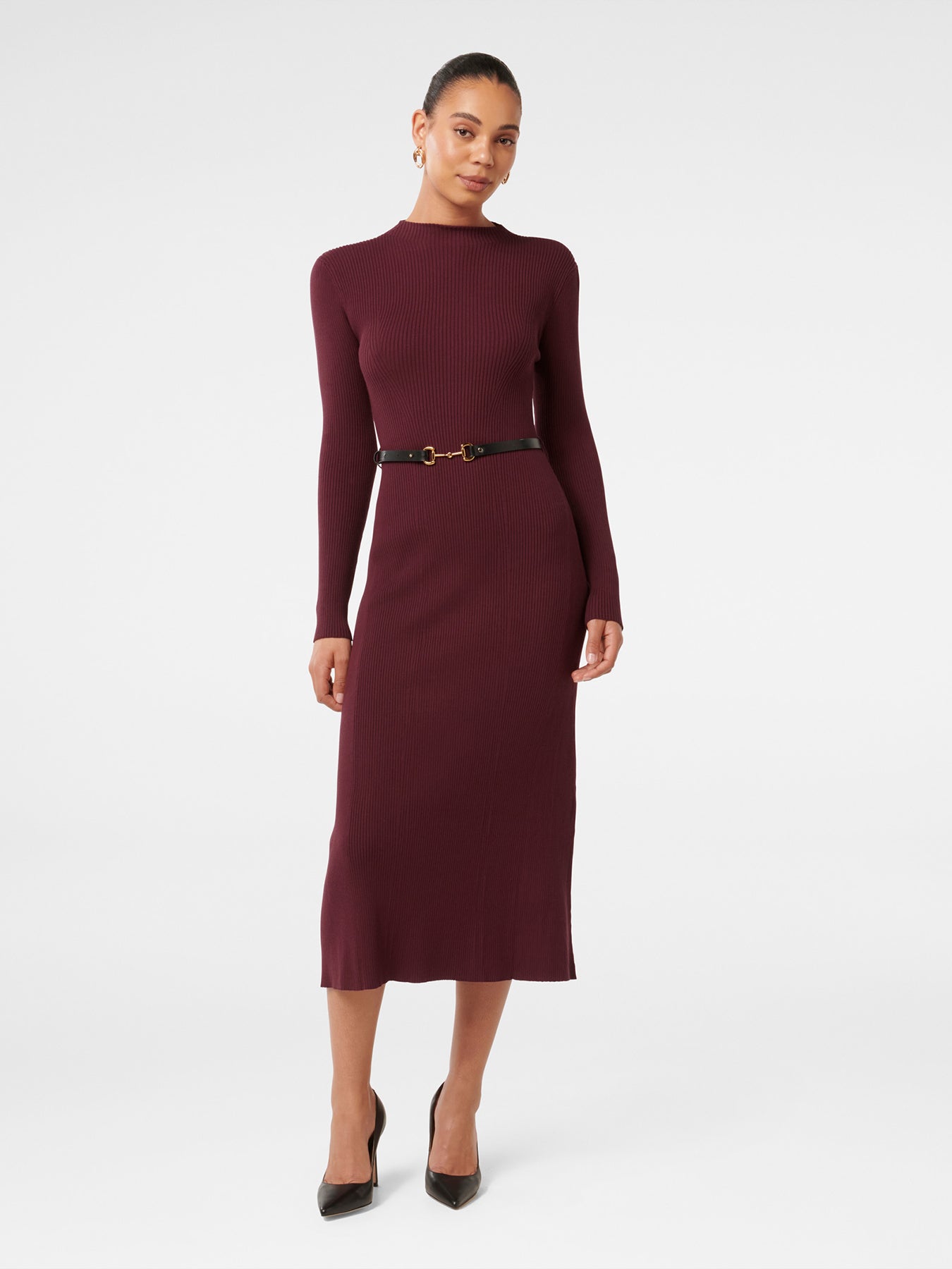 Leena Belted Midi Dress Brown