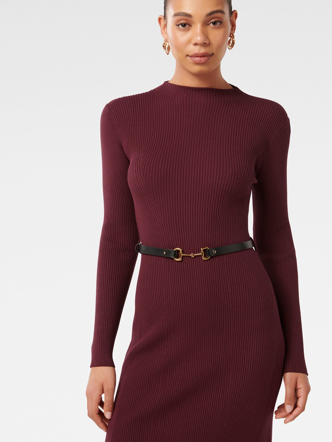 Leena Belted Midi Dress Brown