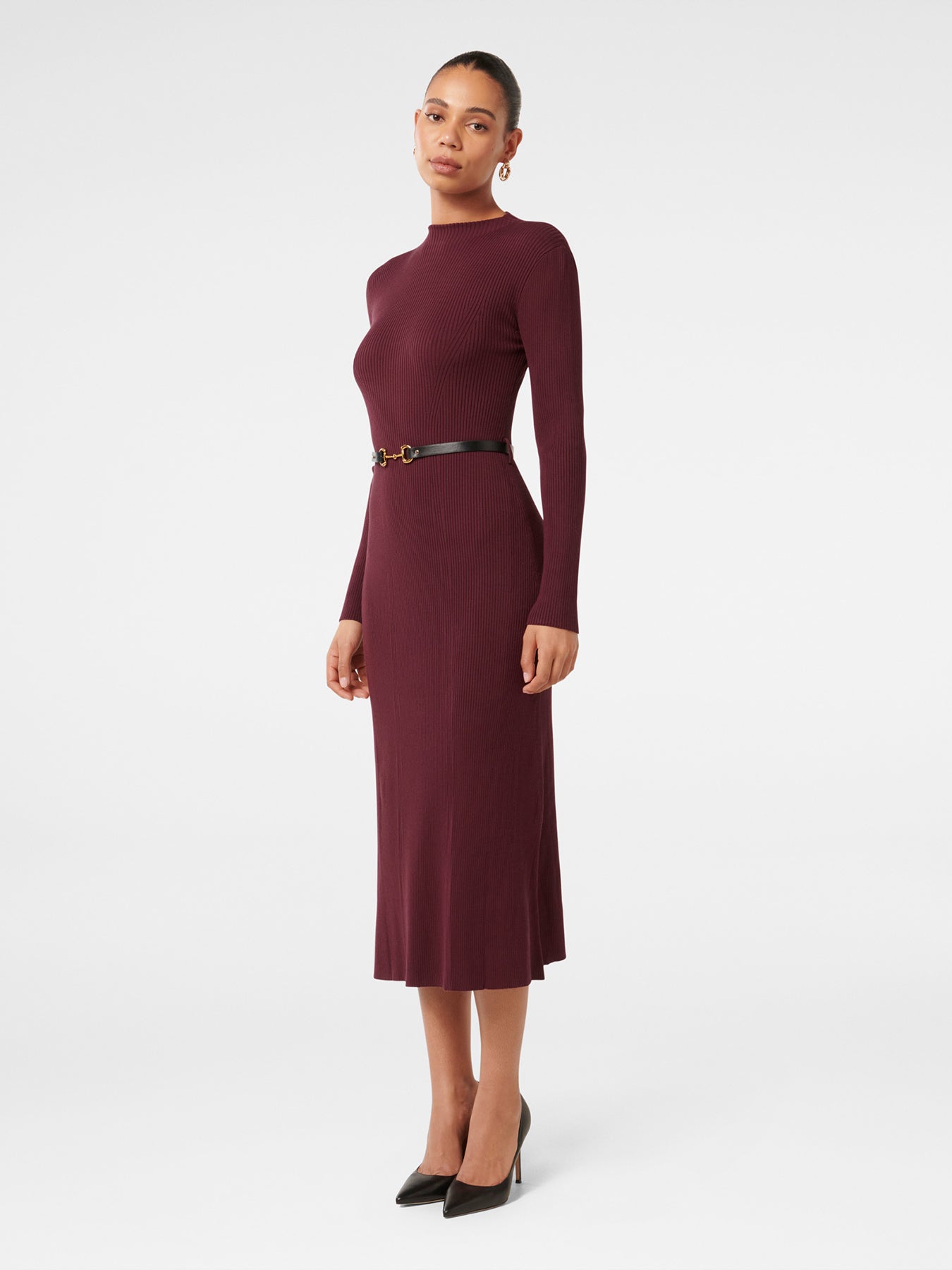 Leena Belted Midi Dress Brown