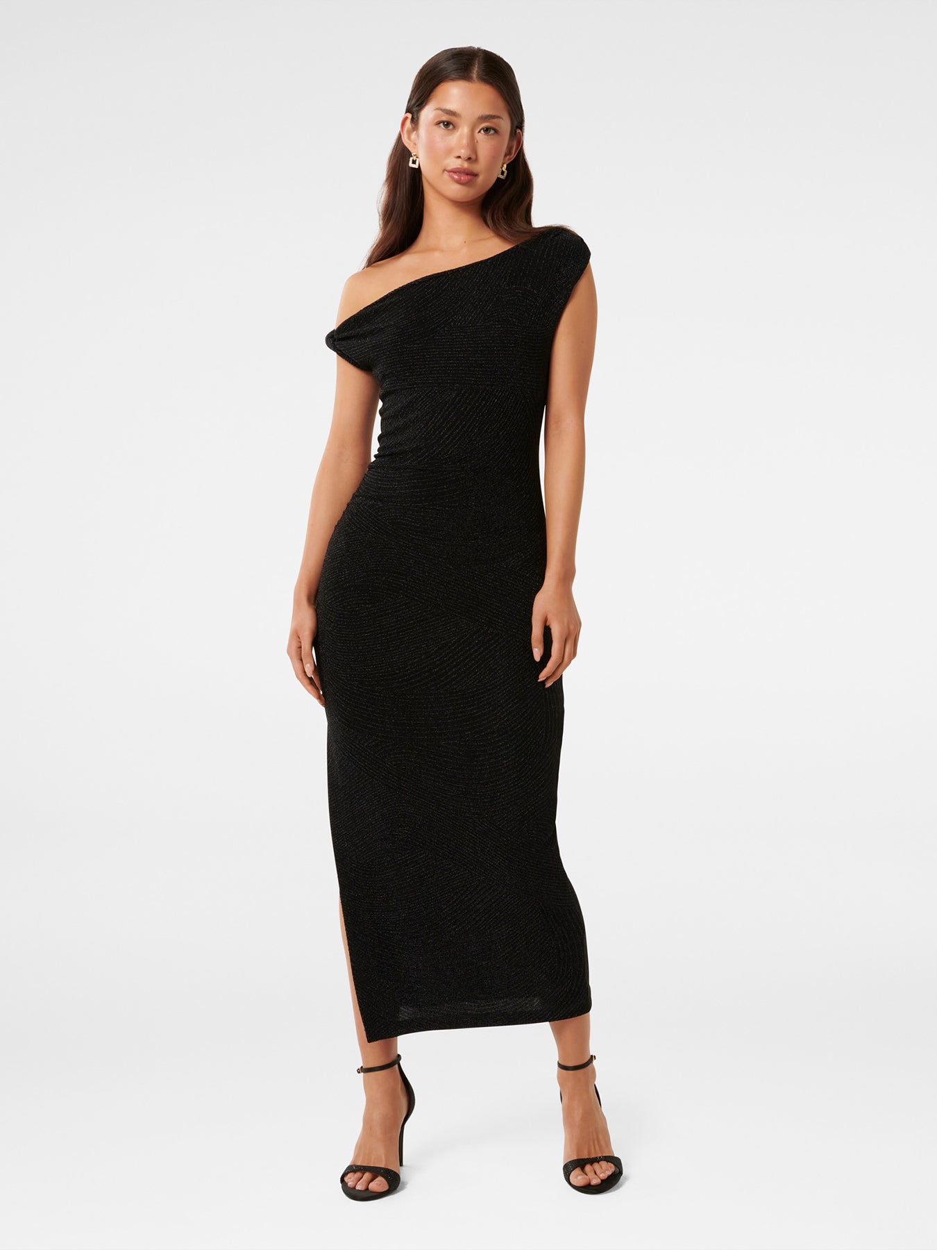 Georgie Glitter Midi Dress Black