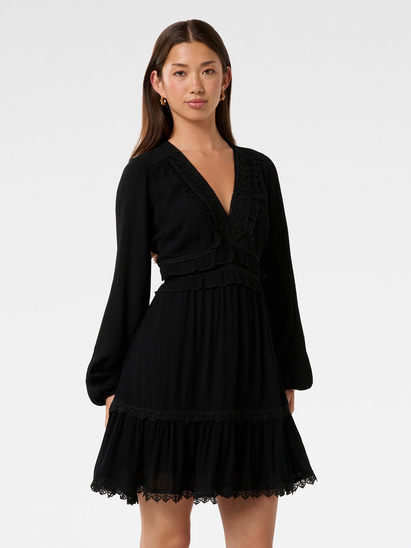 Elsa Trim Mini Dress Black