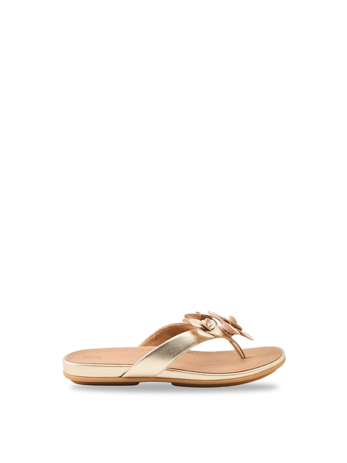 Gracie Flower Leather Flip-Flops Platino
