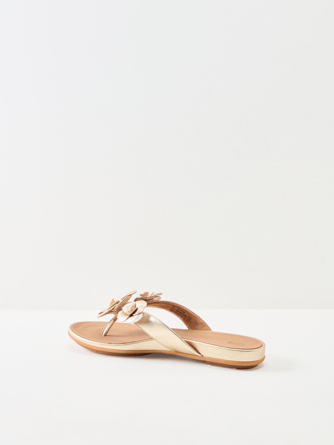 Gracie Flower Leather Flip-Flops Platino