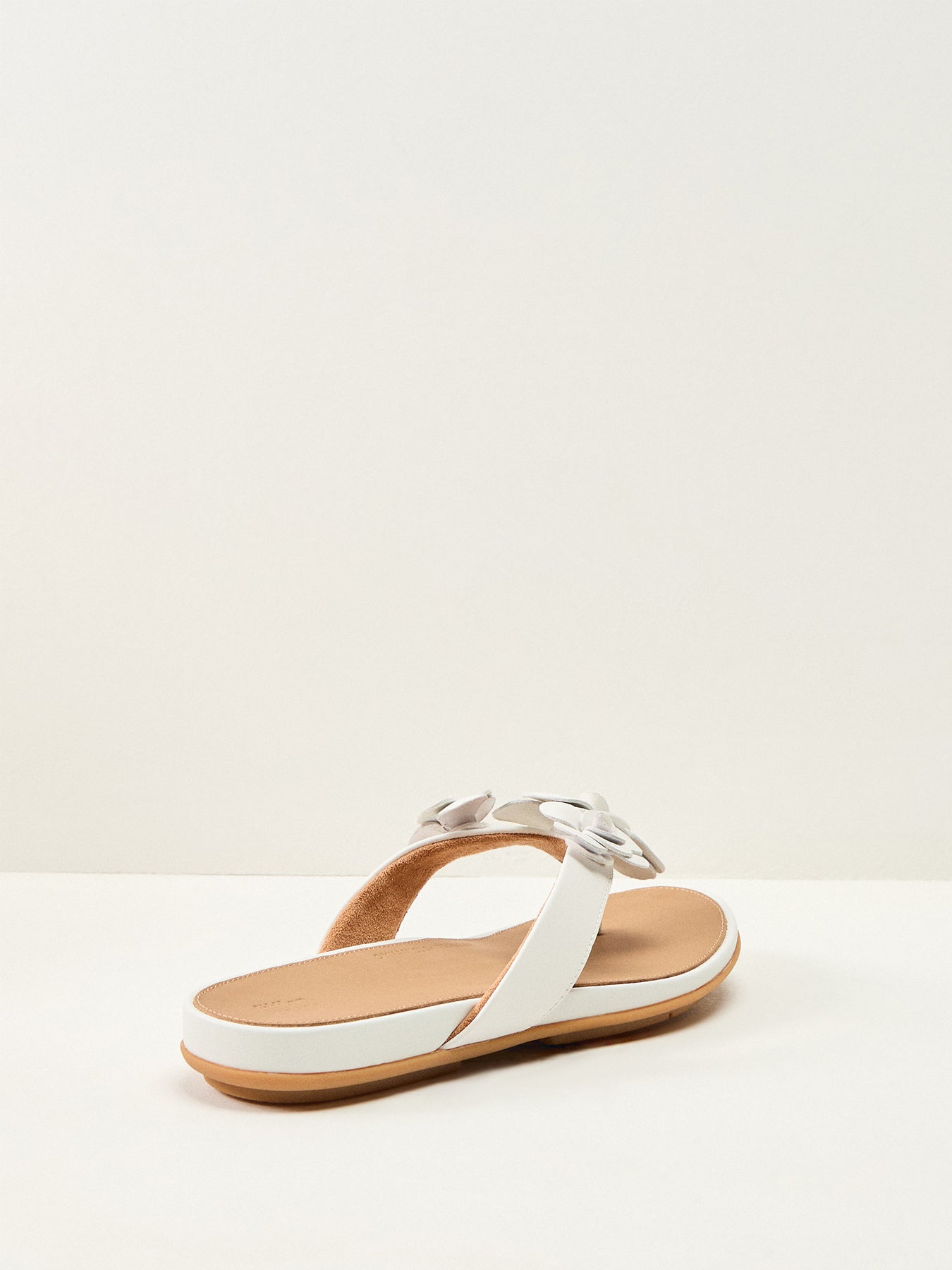 Floral Leather Flip-Flops White