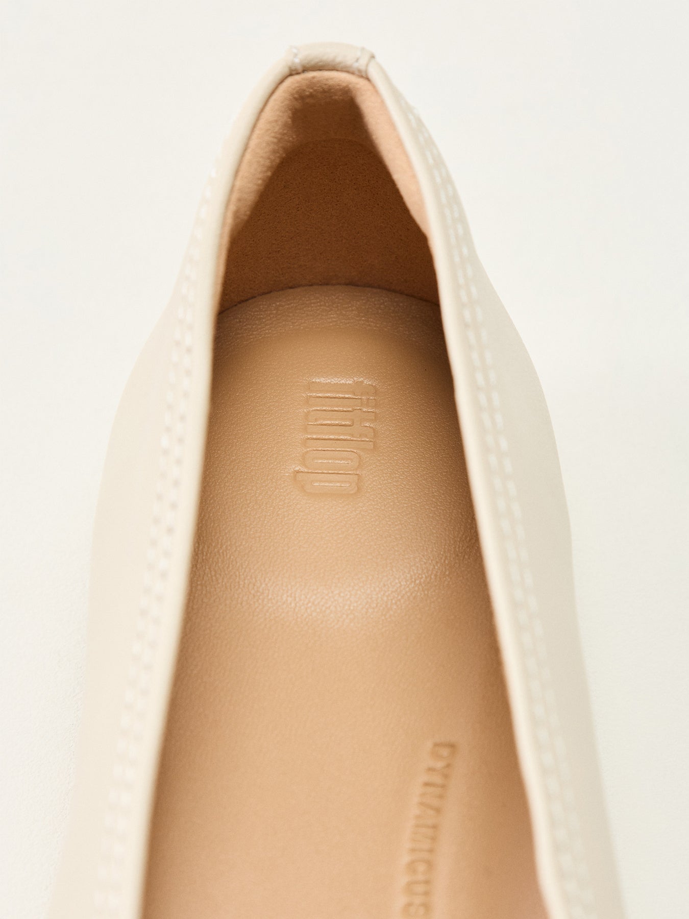 High-Cut Leather Ballet Flats Beige