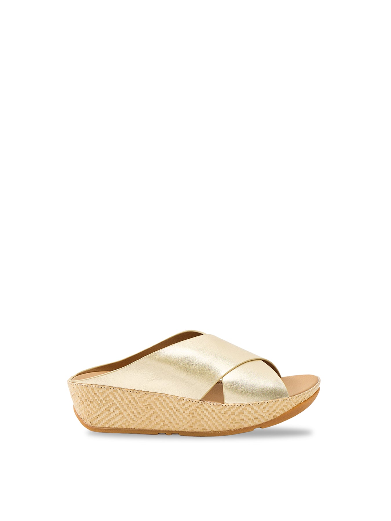 Lulu Lux Graphic-Weave Cross Slides Gold