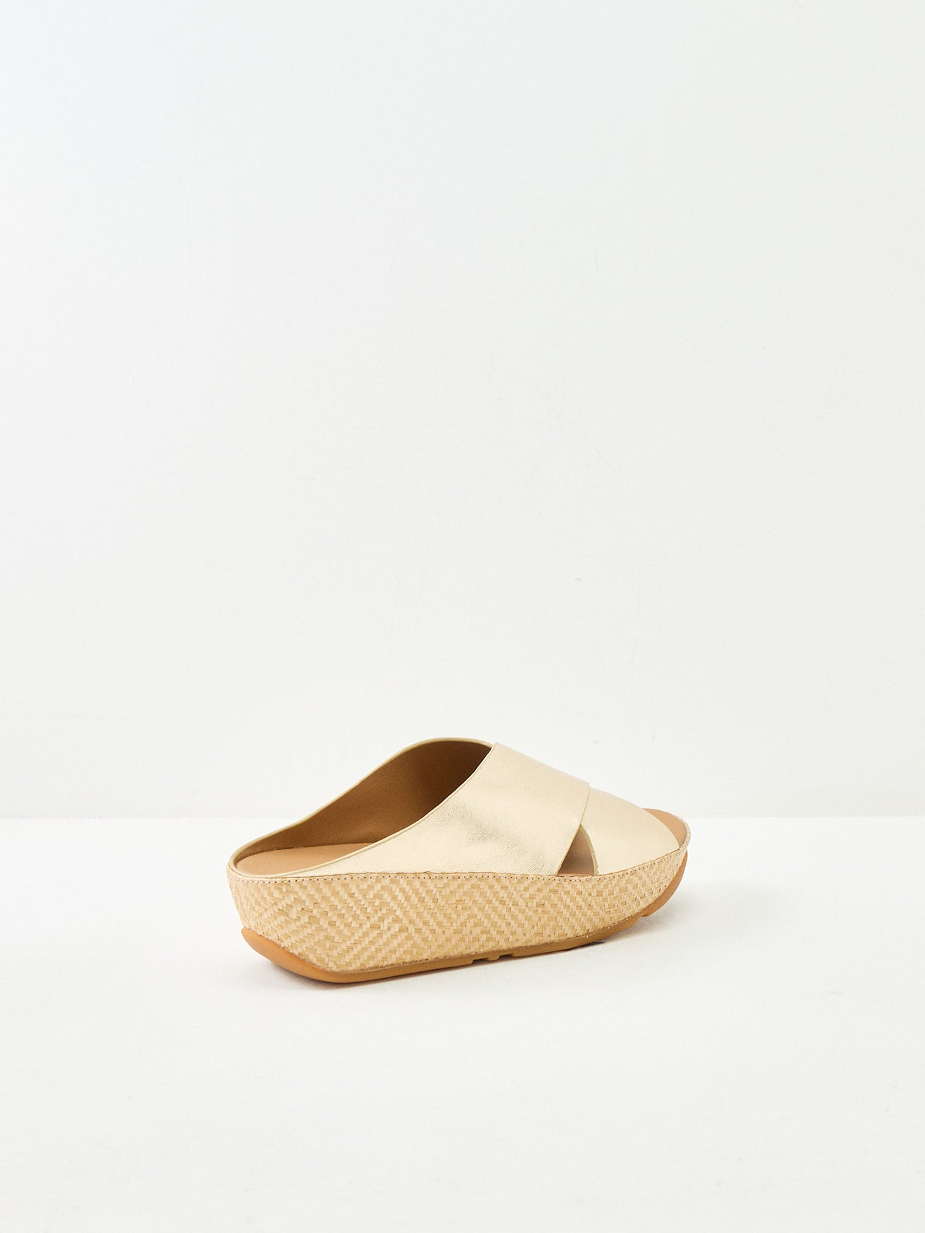 Lulu Lux Graphic-Weave Cross Slides Gold