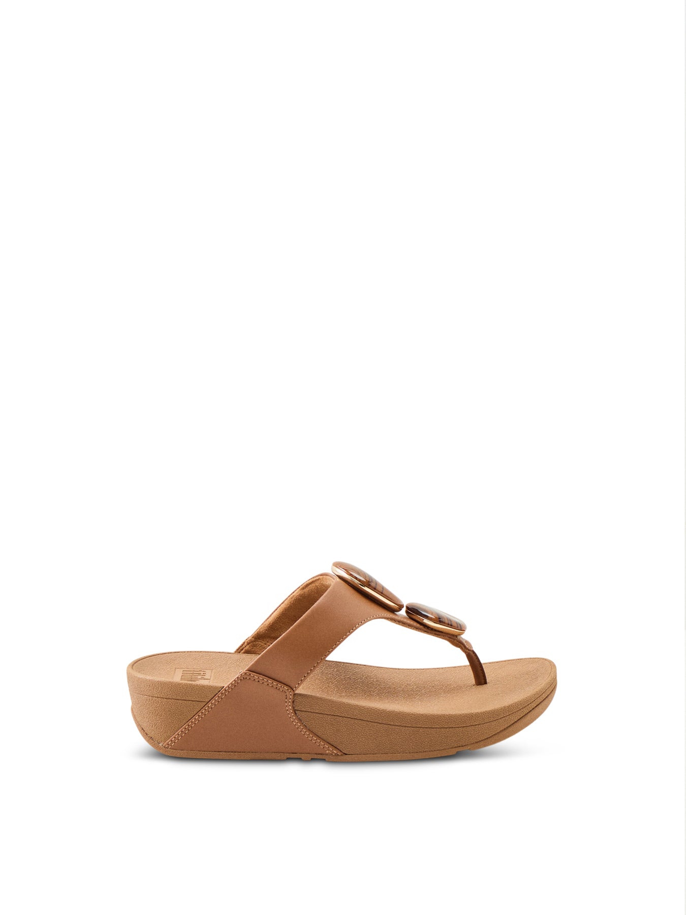 Lulu Marbled-Stone Toe-Post Sandals Deep Tan