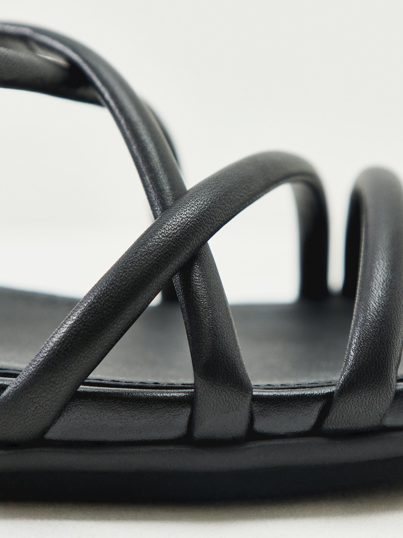 Gracie Leather Strappy Back-Strap Sandals Black