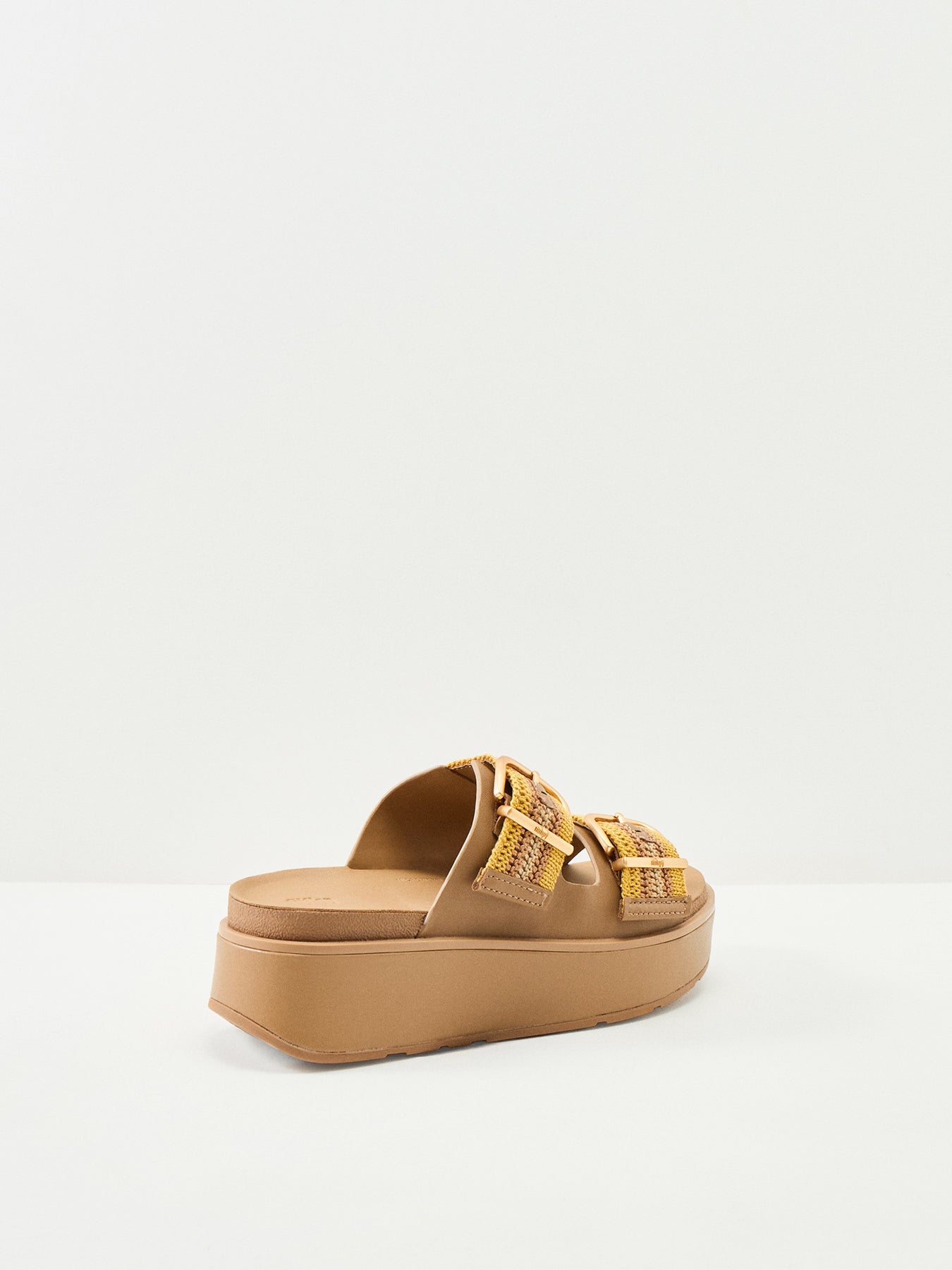 Gen-Ff Max Buckle Stripe-Webbing Two-Bar Slides Tumeric Tan