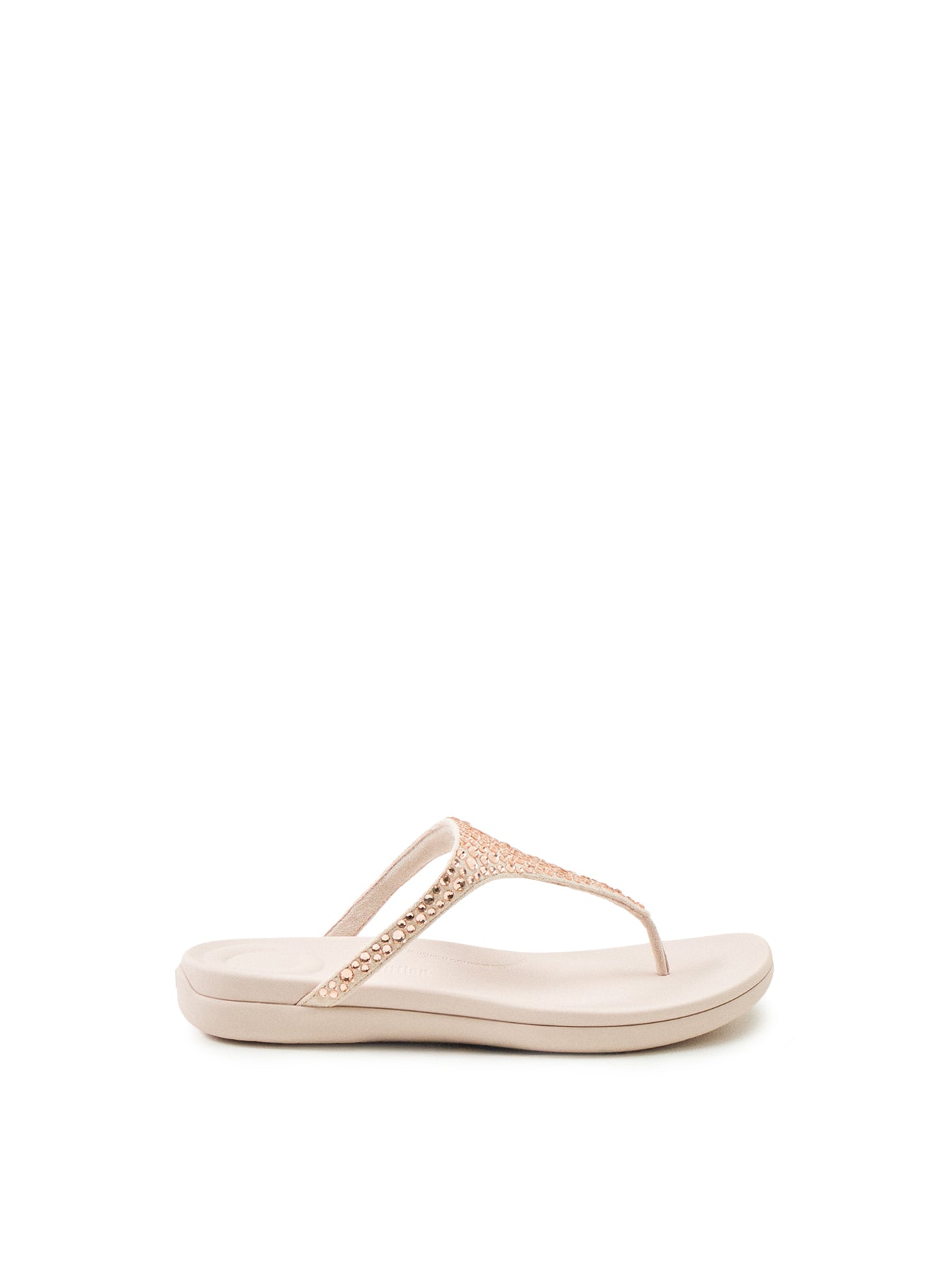 Solay Mixed-Crystal Toe-Post Sandals Nude Rose