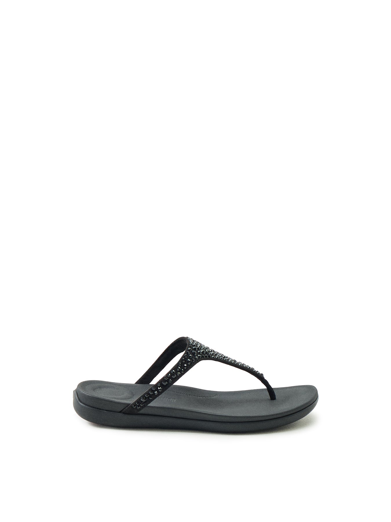 Solay Mixed-Crystal Toe-Post Sandals Black