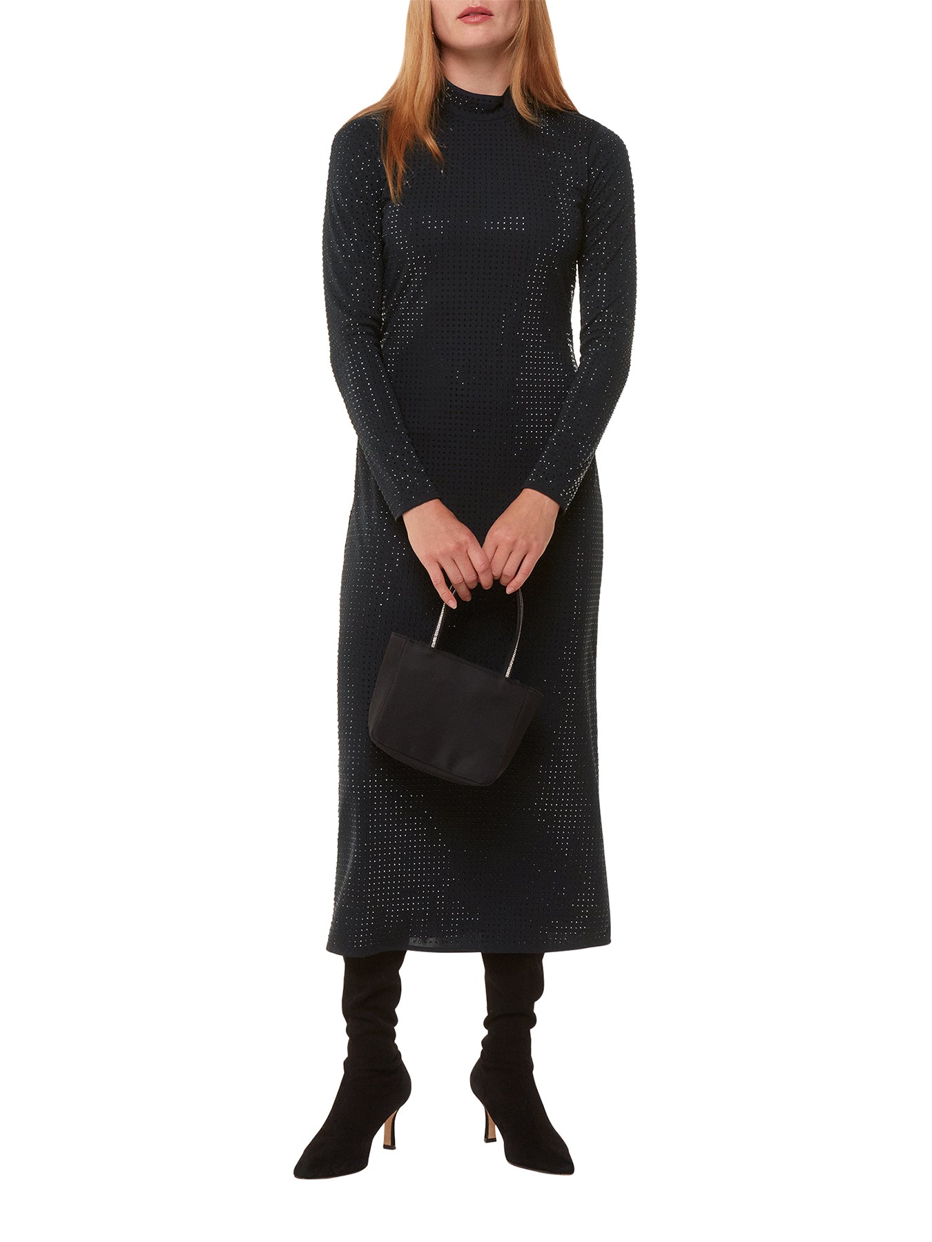 Hot Fix Jersey Midi Dress Black