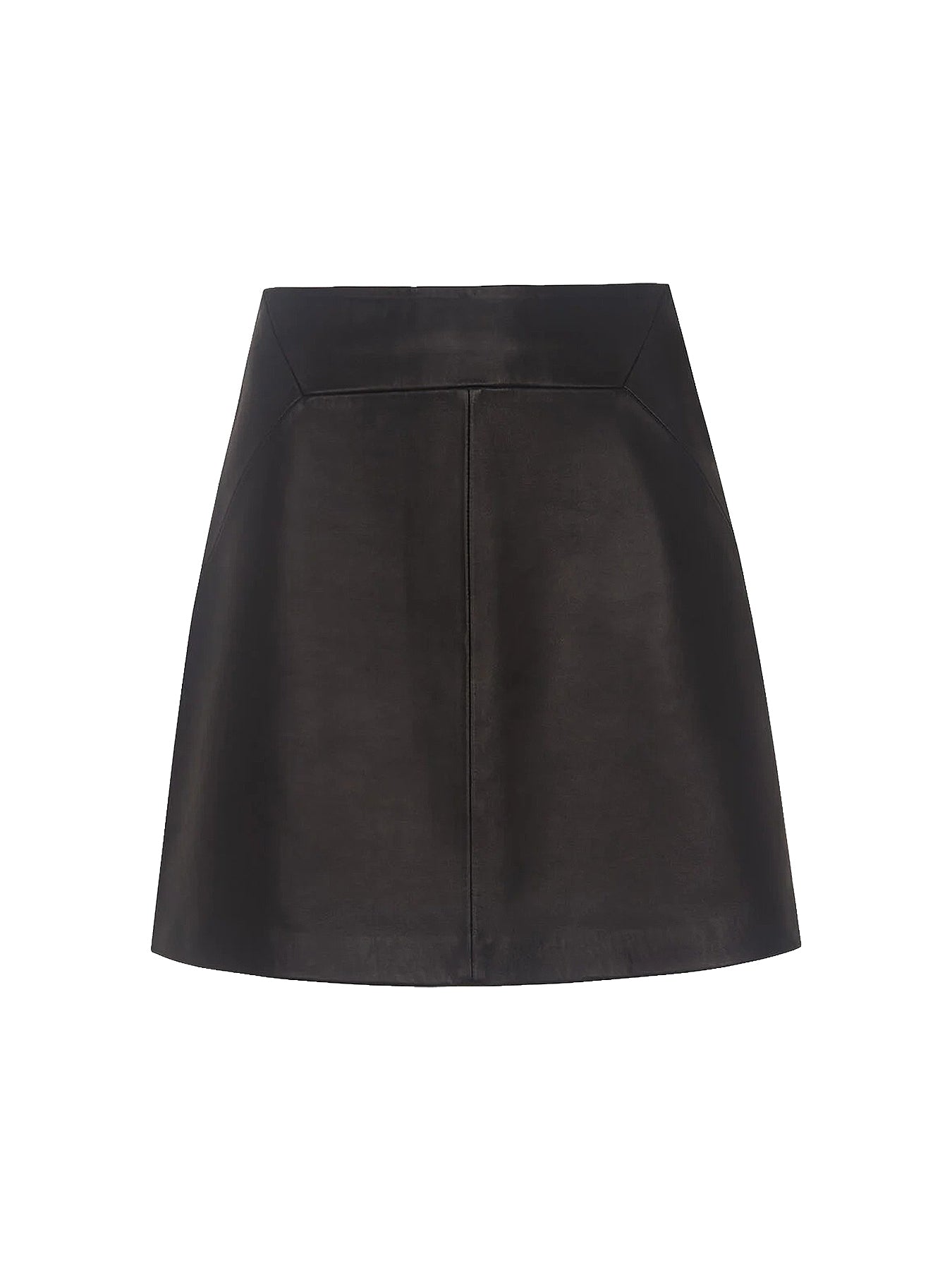 Leather A-Line Midi Skirt Black