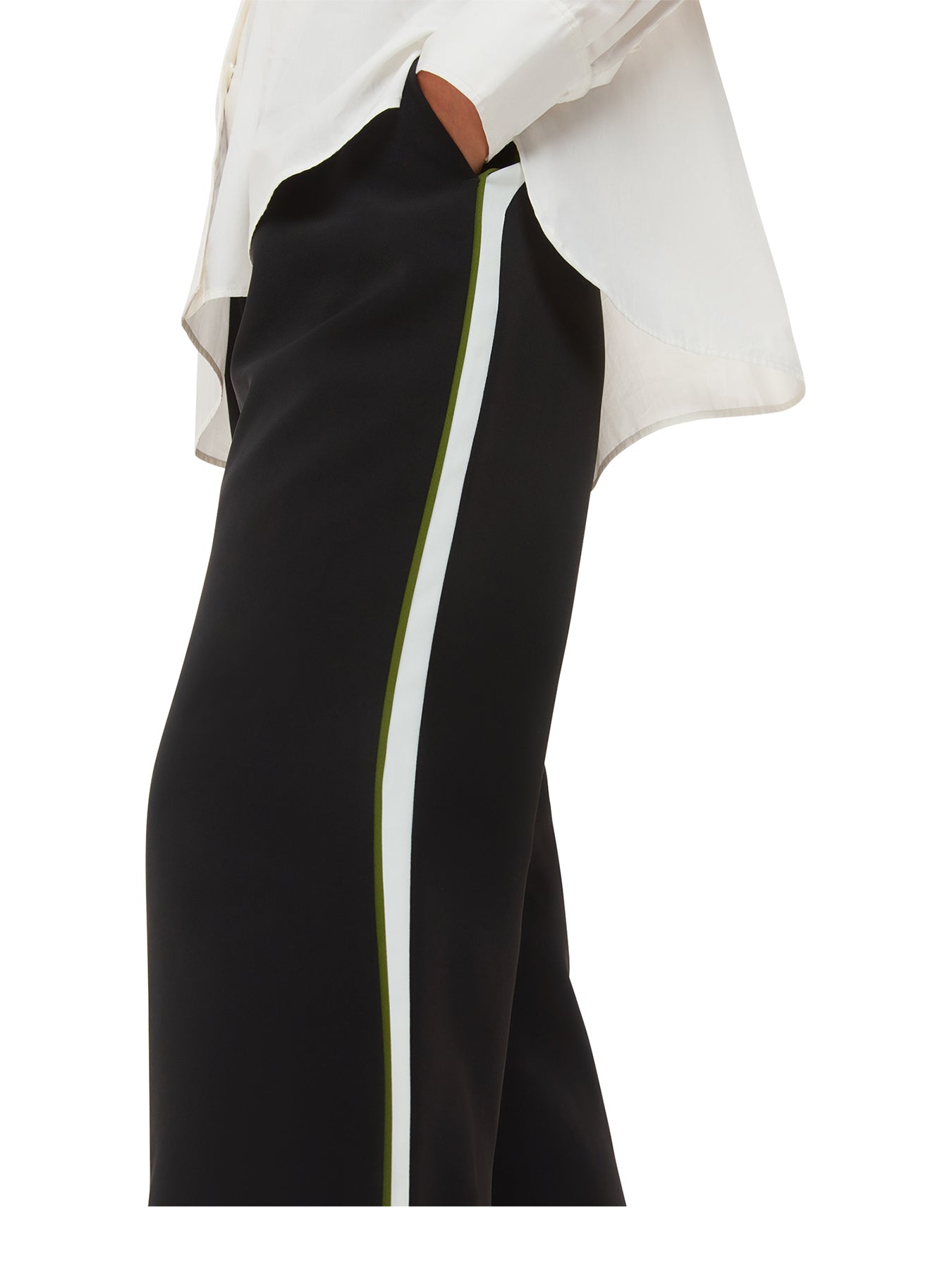 Crepe Side Stripe Trouser Black