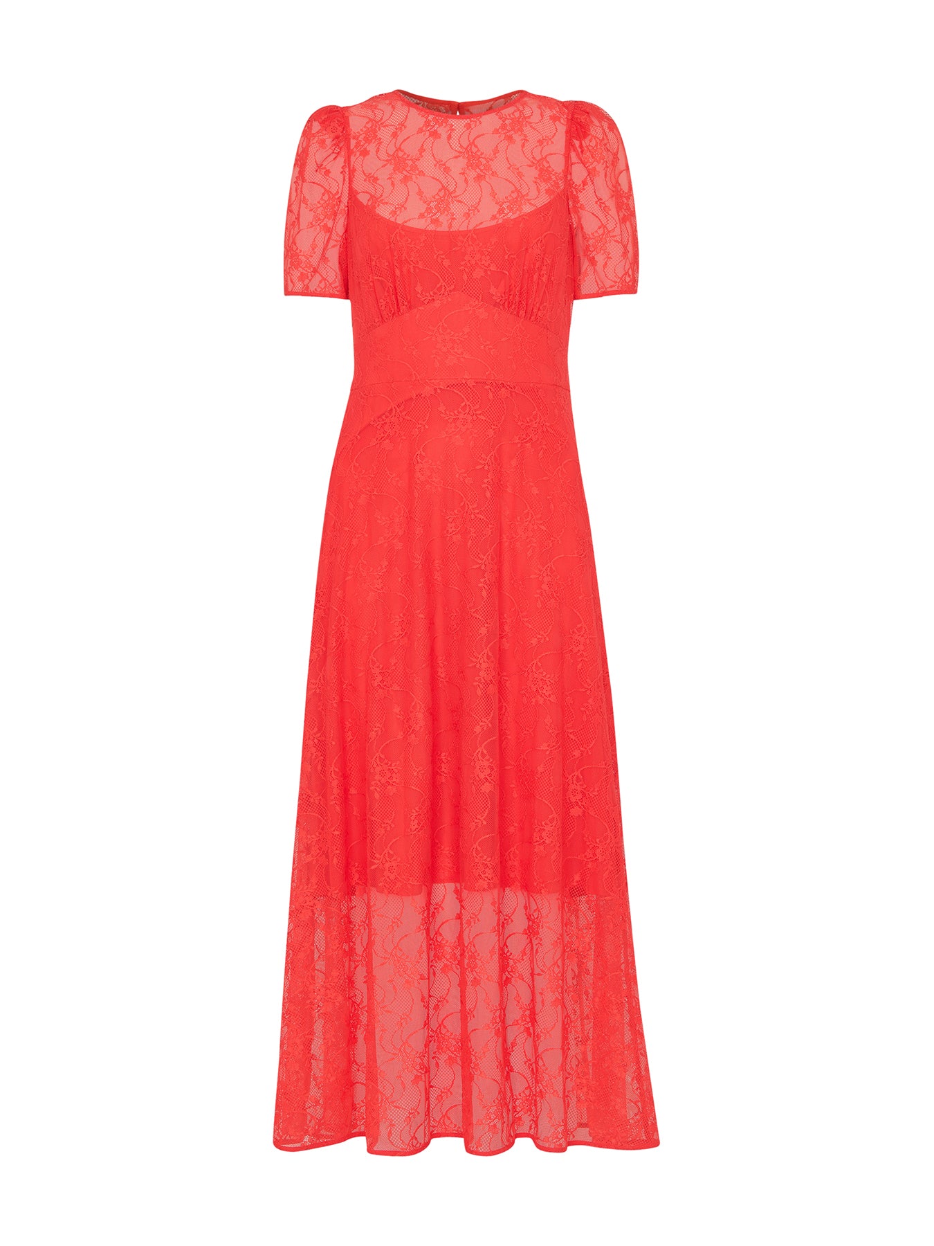 Coral Fay Lace Midi Dress