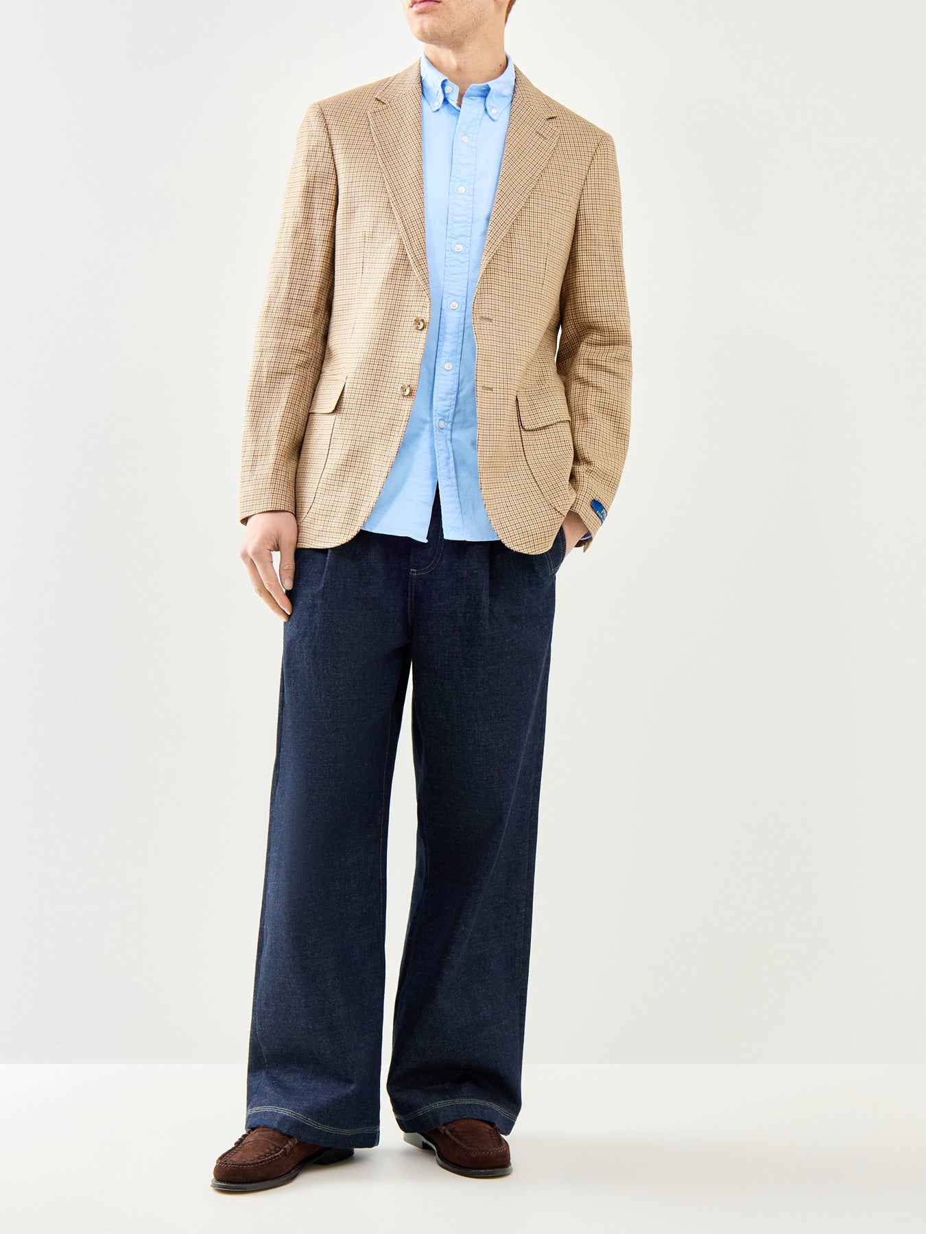 Guncheck Linen Blazer Beige