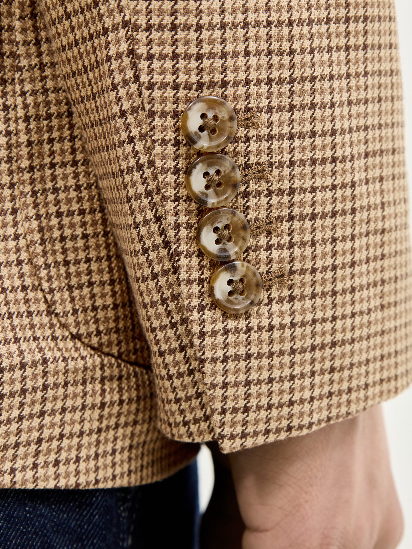 Guncheck Linen Blazer Beige